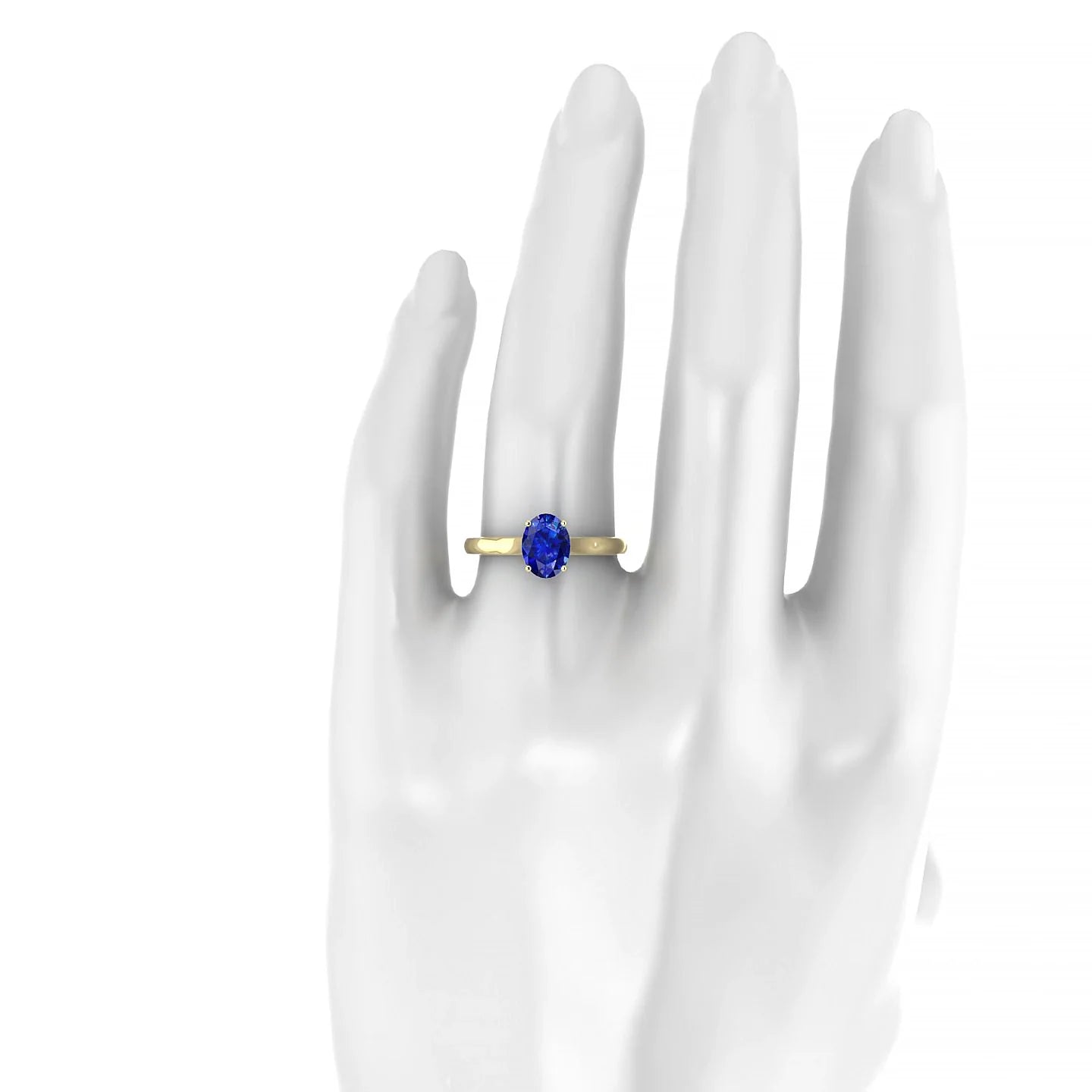 Cathedral | 18k Yellow Gold 8 x 6 mm Oval Sapphire Ring