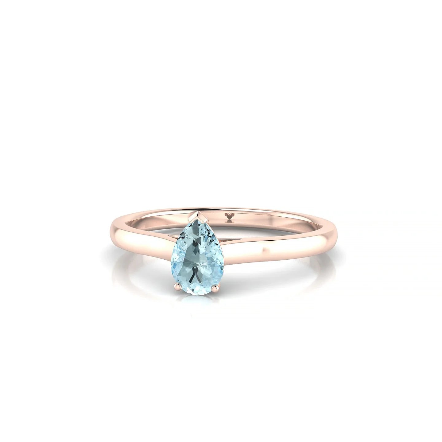 Cathedral | 18k Rose Gold 6 x 4 mm Pear Aquamarine Ring