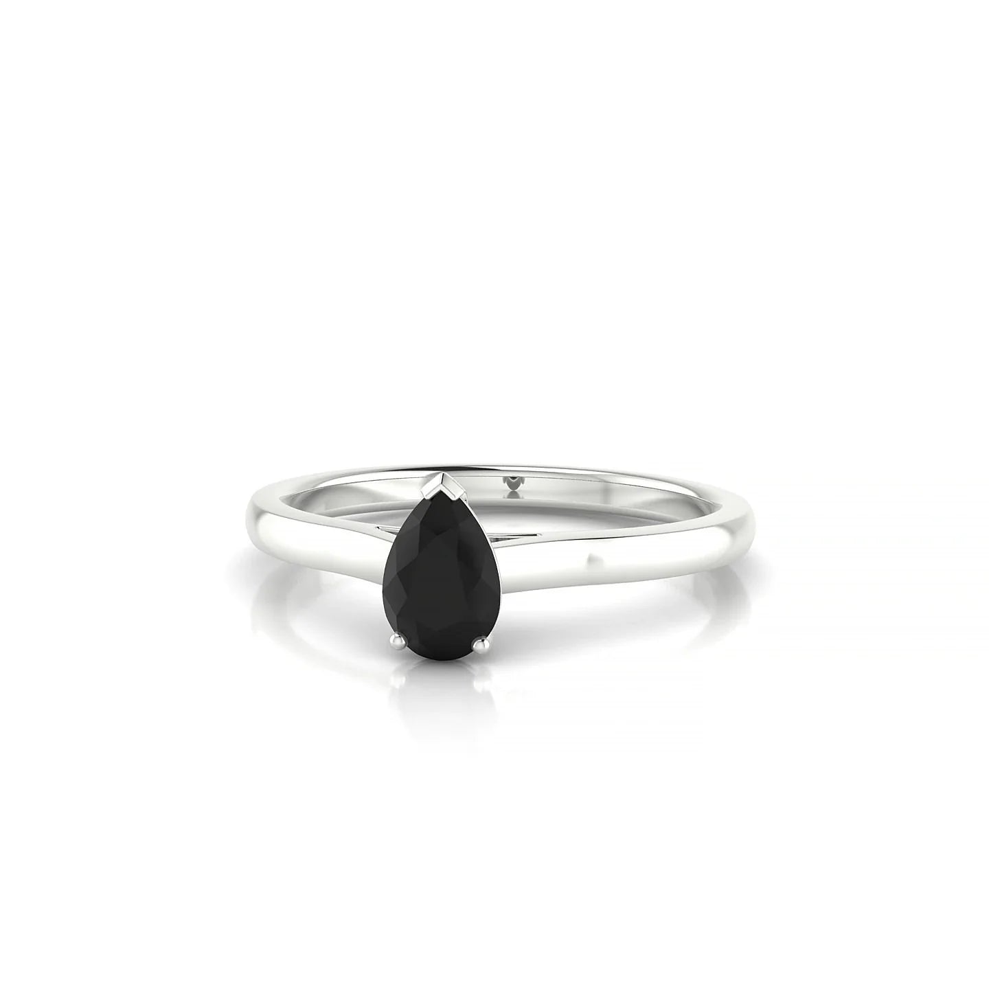 Cathedral | 18k White Gold 6 x 4 mm Pear Black Diamond Ring