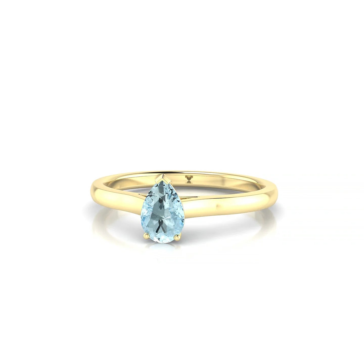 Cathedral | 18k Yellow Gold 6 x 4 mm Pear Aquamarine Ring