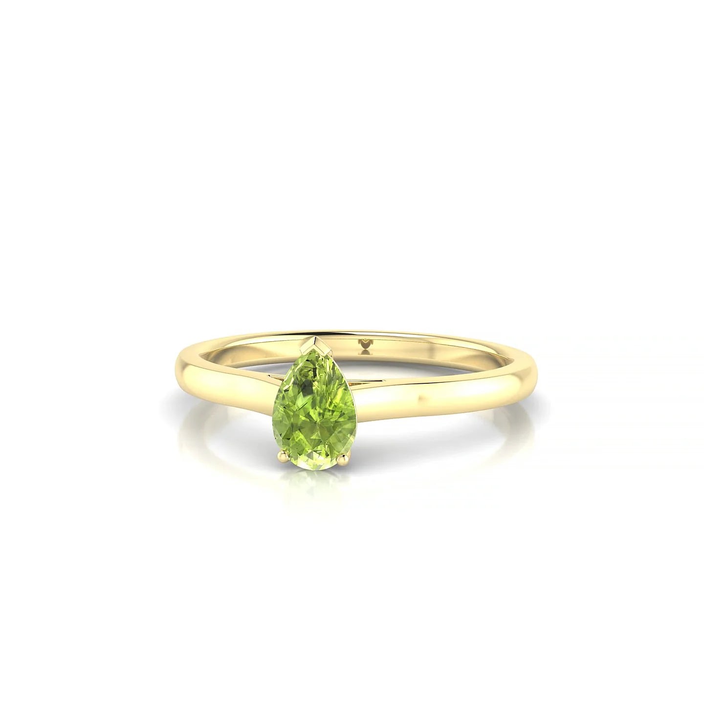 Cathedral | 18k Yellow Gold 6 x 4 mm Pear Peridot Ring