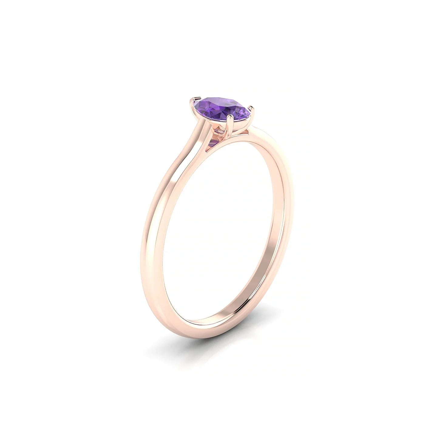 Cathedral | 18k Rose Gold 6 x 4 mm Pear Amethyst Ring