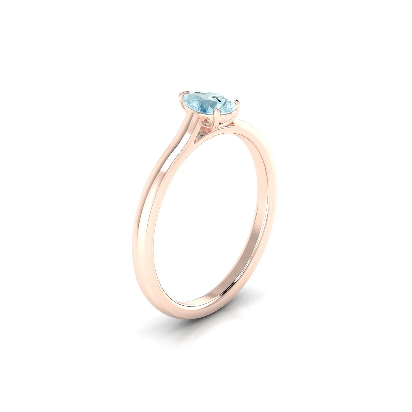 Cathedral | 18k Rose Gold 6 x 4 mm Pear Aquamarine Ring