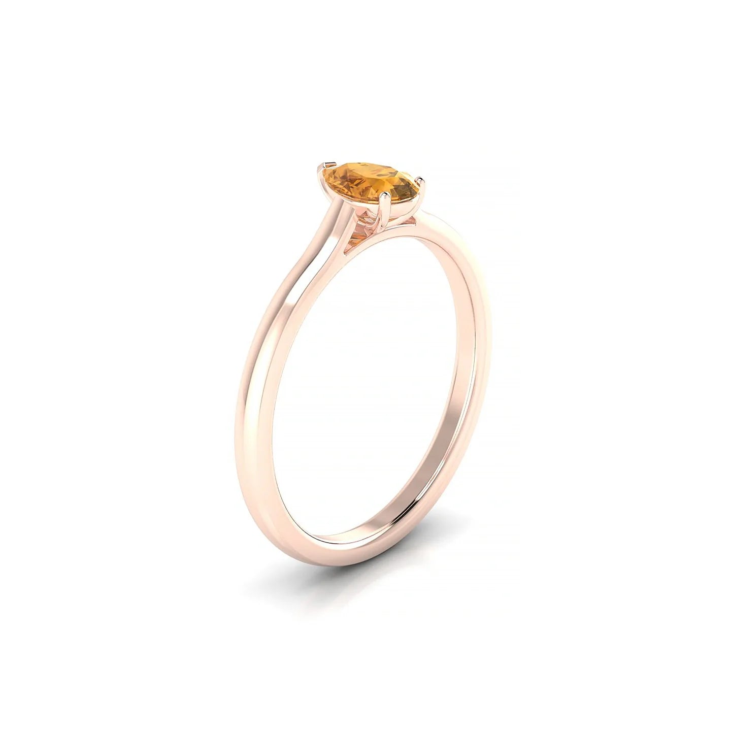 Cathedral | 18k Rose Gold 6 x 4 mm Pear Citrine Ring