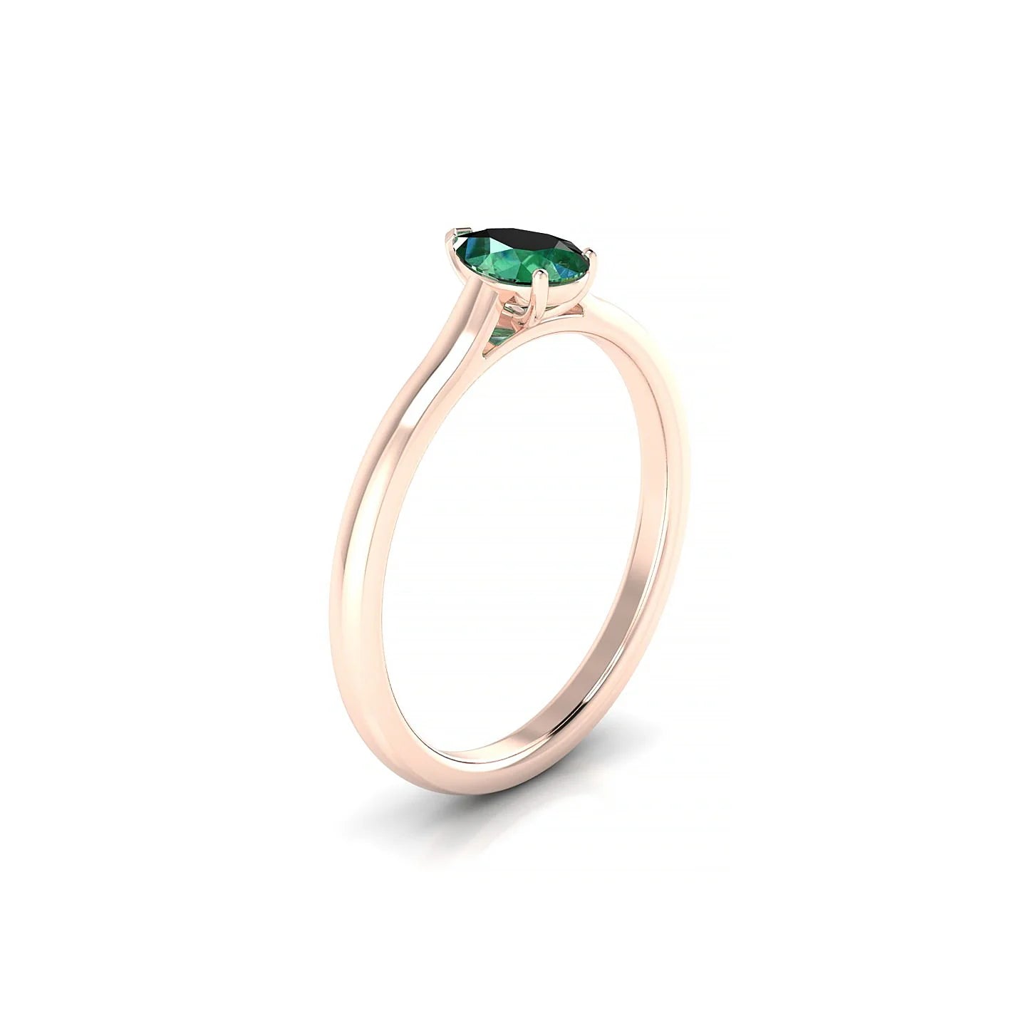 Cathedral | 18k Rose Gold 6 x 4 mm Pear Emerald Ring