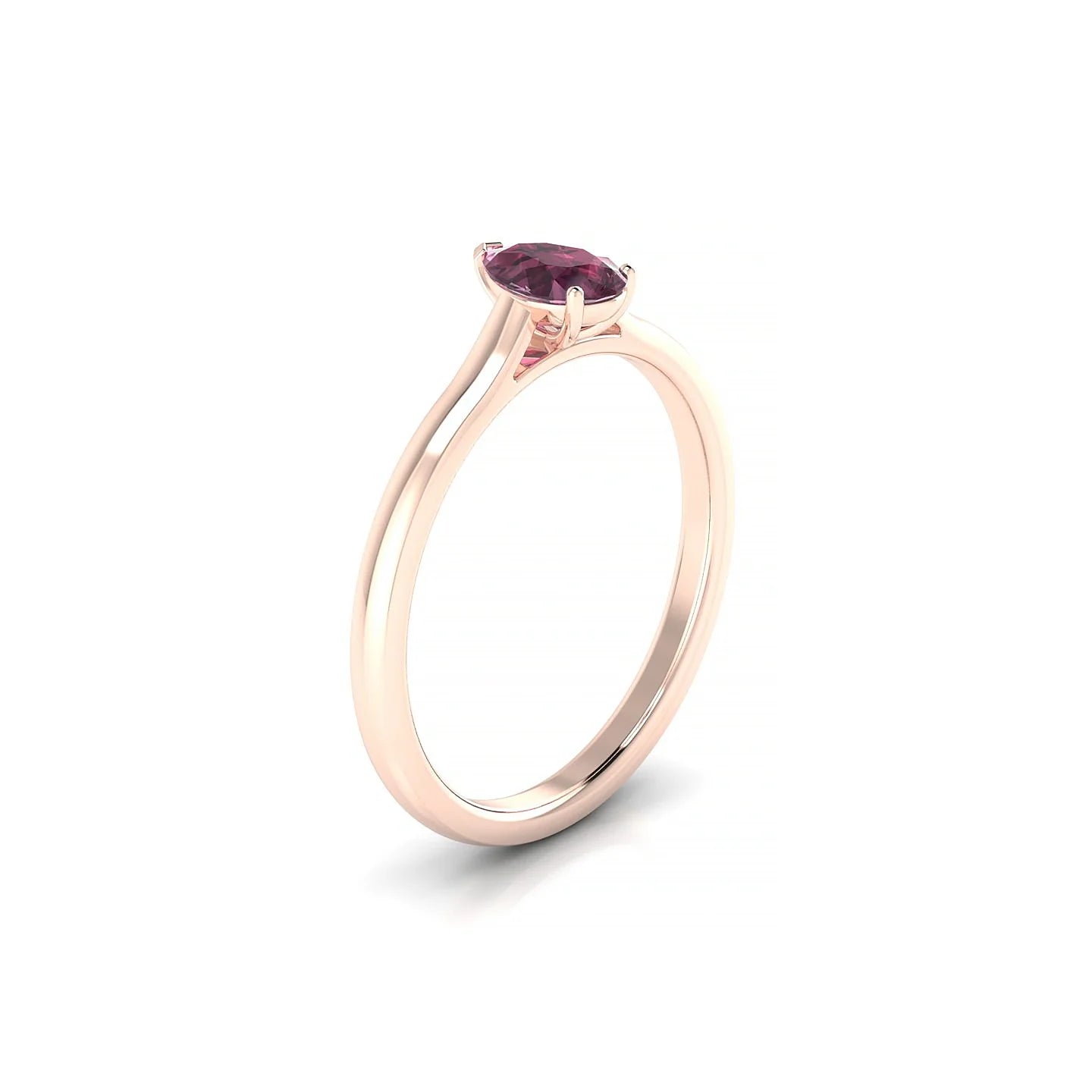 Cathedral | 18k Rose Gold 6 x 4 mm Pear Rhodolite Ring
