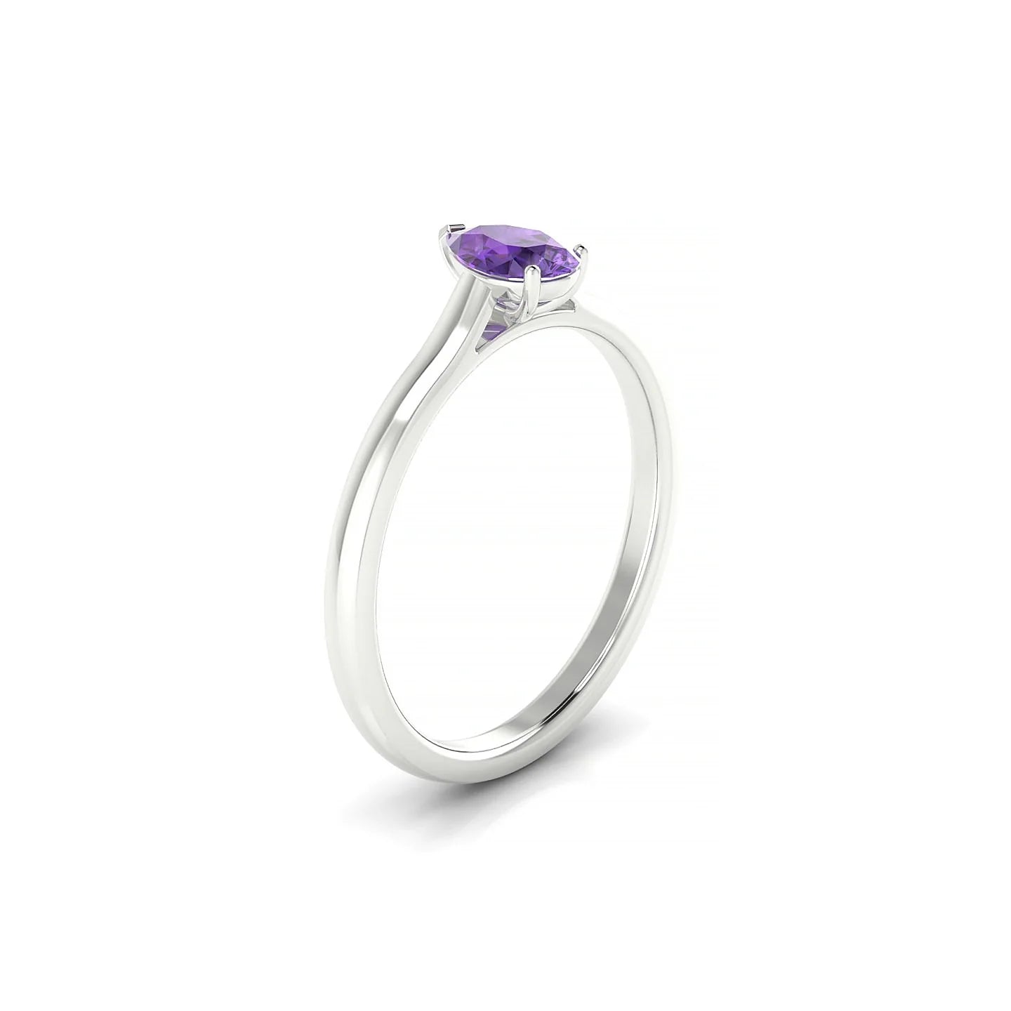 Cathedral | 18k White Gold 6 x 4 mm Pear Amethyst Ring