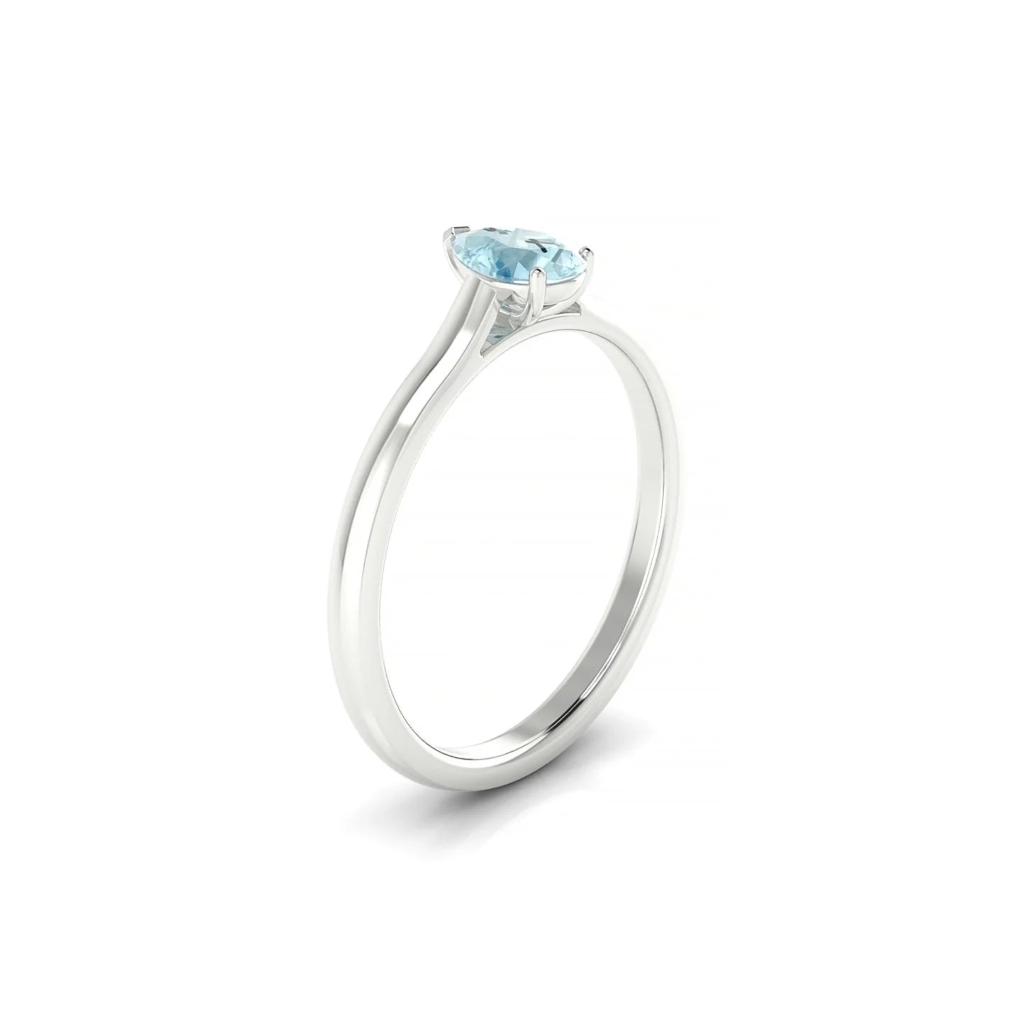 Cathedral | 18k White Gold 6 x 4 mm Pear Aquamarine Ring