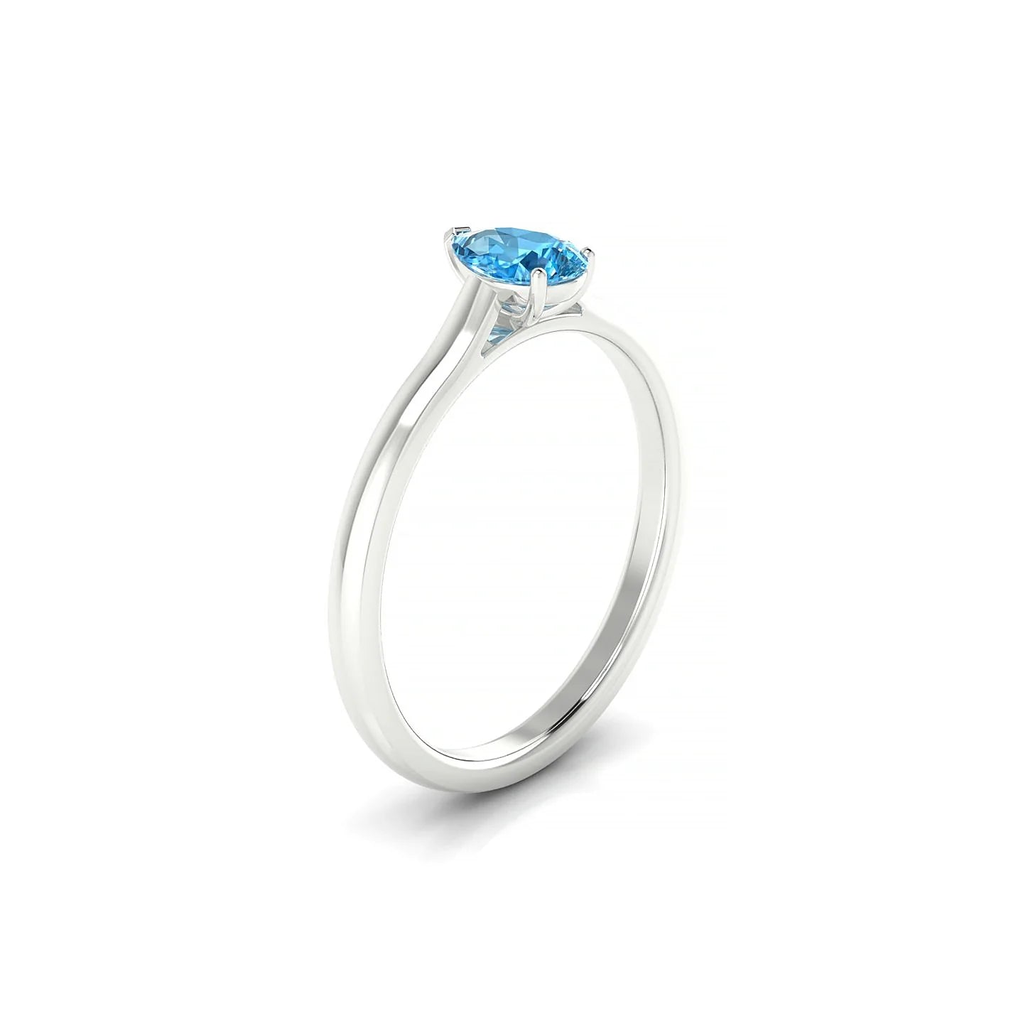 Cathedral | 18k White Gold 6 x 4 mm Pear Topaz Ring