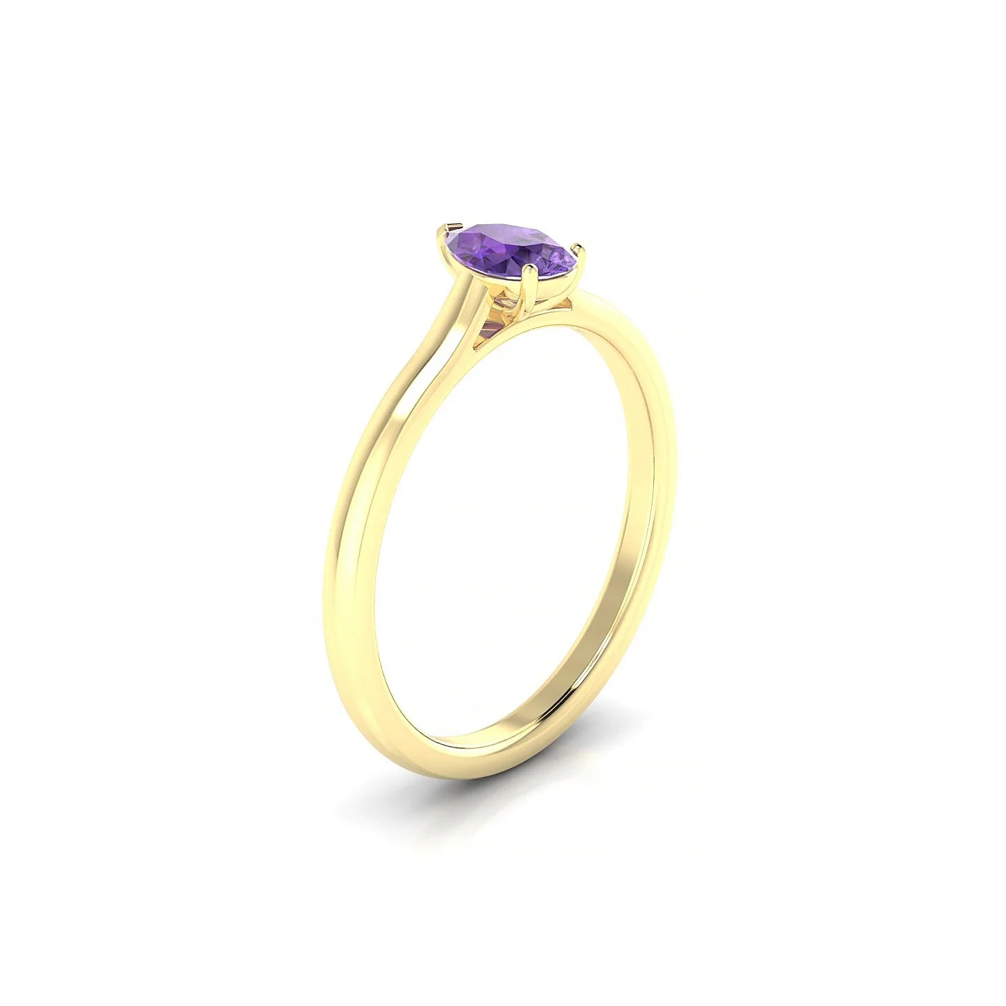 Cathedral | 18k Yellow Gold 6 x 4 mm Pear Amethyst Ring