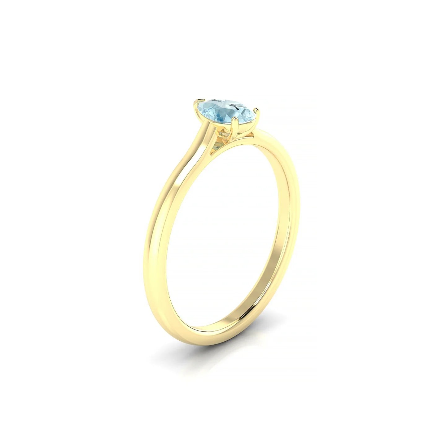 Cathedral | 18k Yellow Gold 6 x 4 mm Pear Aquamarine Ring