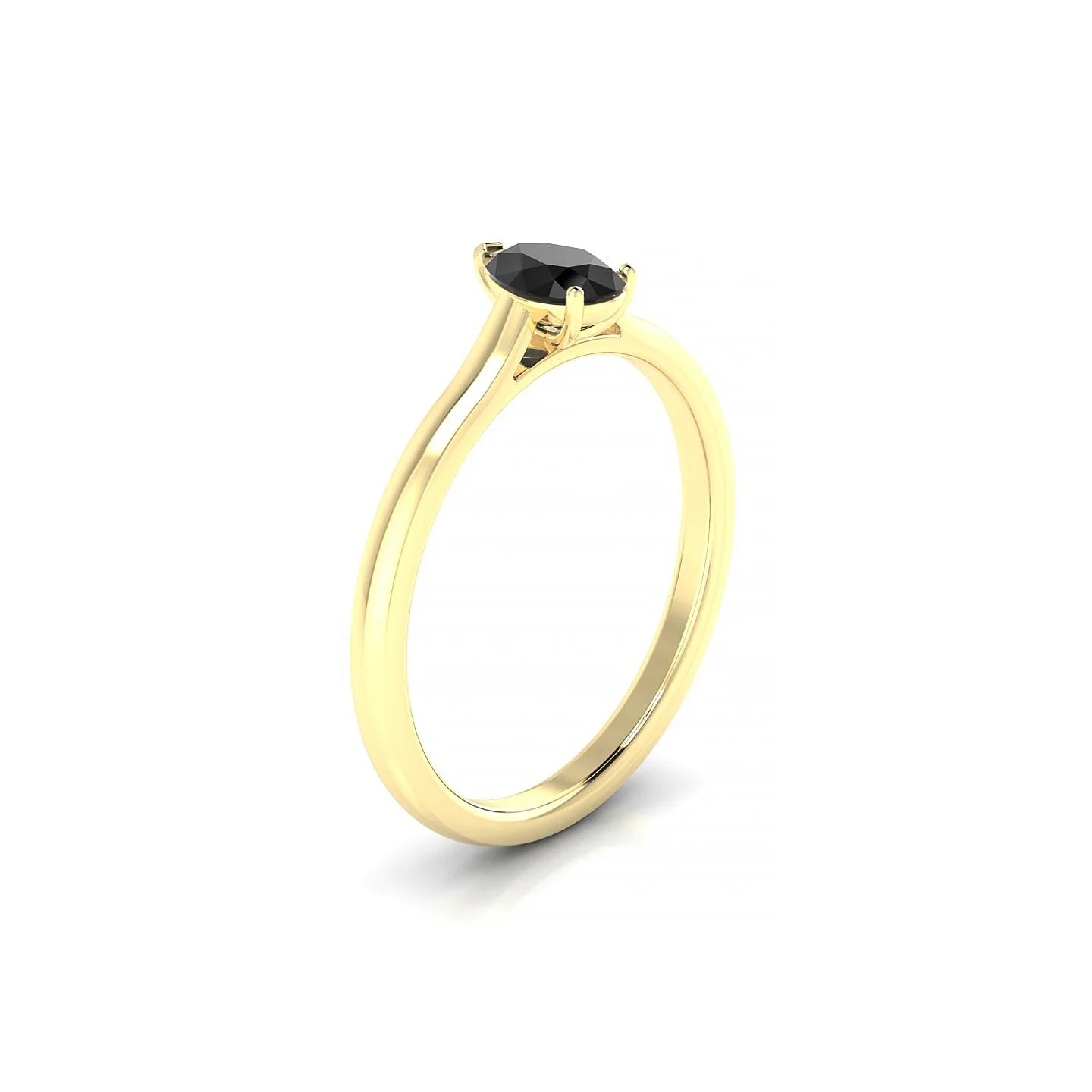Cathedral | 18k Yellow Gold 6 x 4 mm Pear Black Diamond Ring