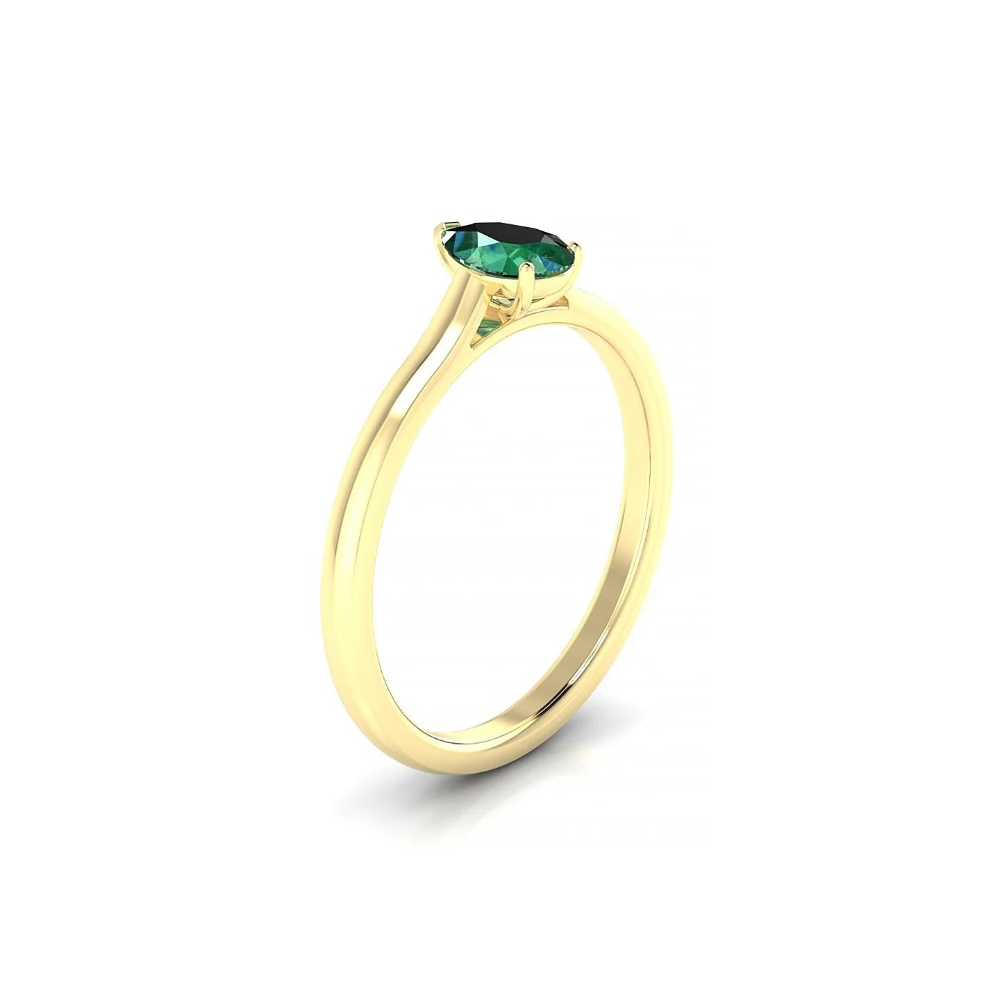 Cathedral | 18k Yellow Gold 6 x 4 mm Pear Emerald Ring