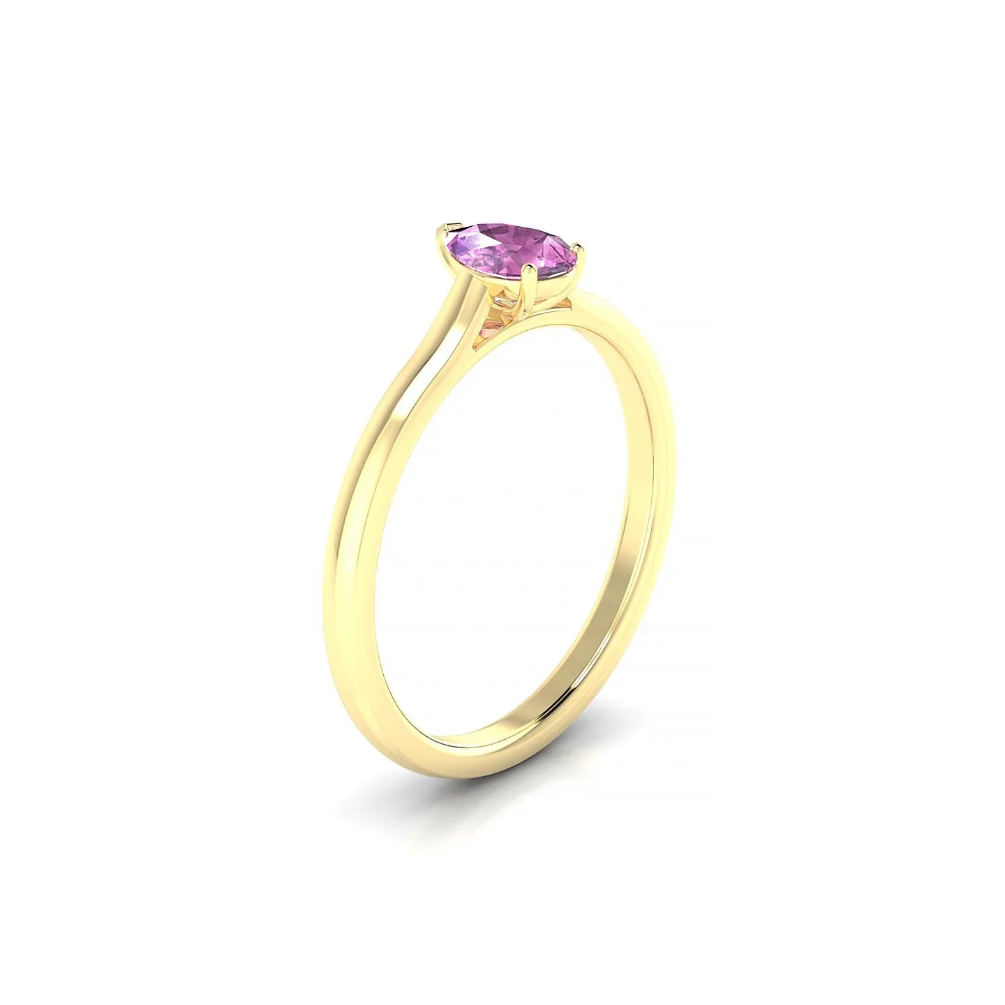 Cathedral | 18k Yellow Gold 6 x 4 mm Pear Pink Sapphire Ring
