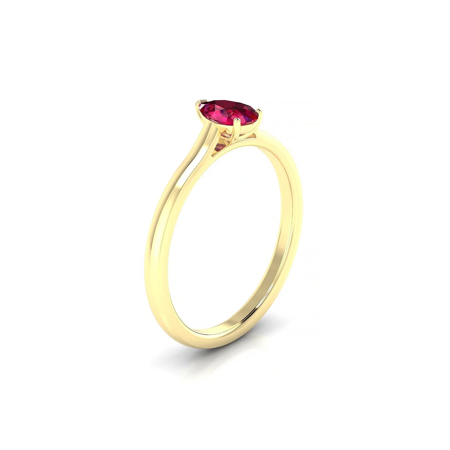 Cathedral | 18k Yellow Gold 6 x 4 mm Pear Ruby Ring