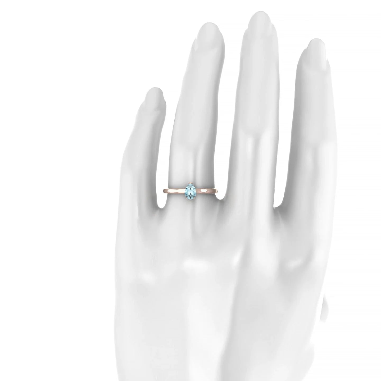 Cathedral | 18k Rose Gold 6 x 4 mm Pear Aquamarine Ring