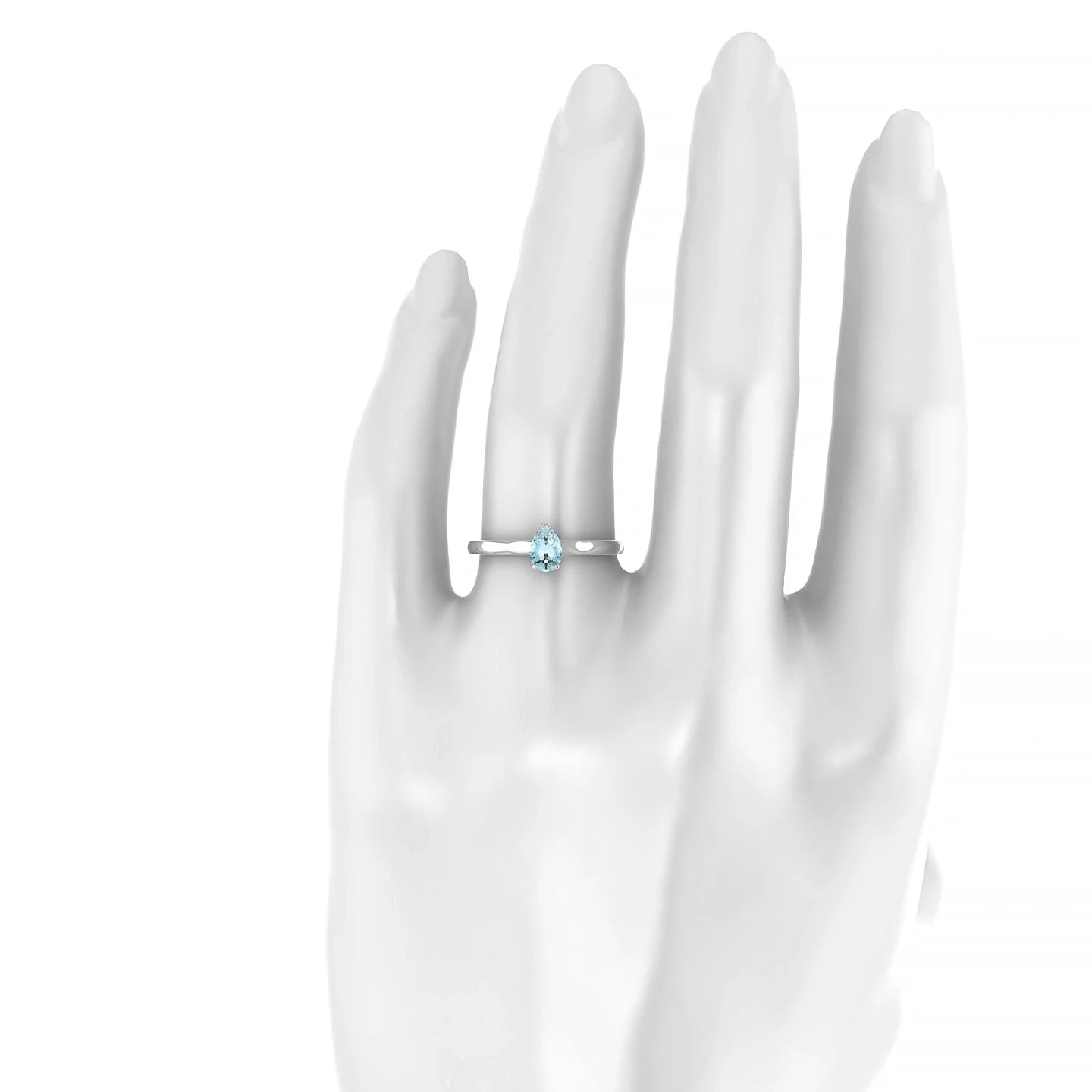 Cathedral | 18k White Gold 6 x 4 mm Pear Aquamarine Ring