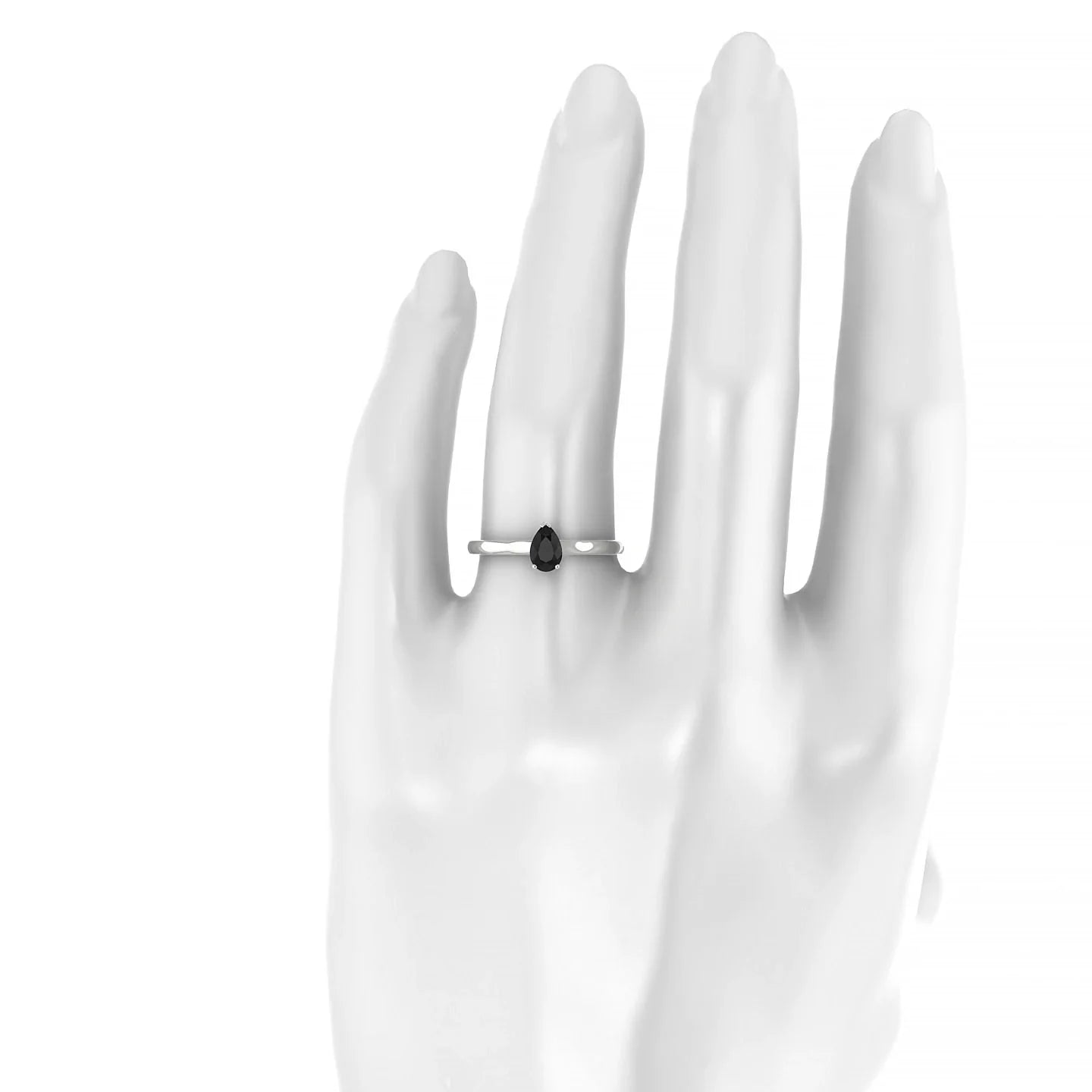 Cathedral | 18k White Gold 6 x 4 mm Pear Black Diamond Ring