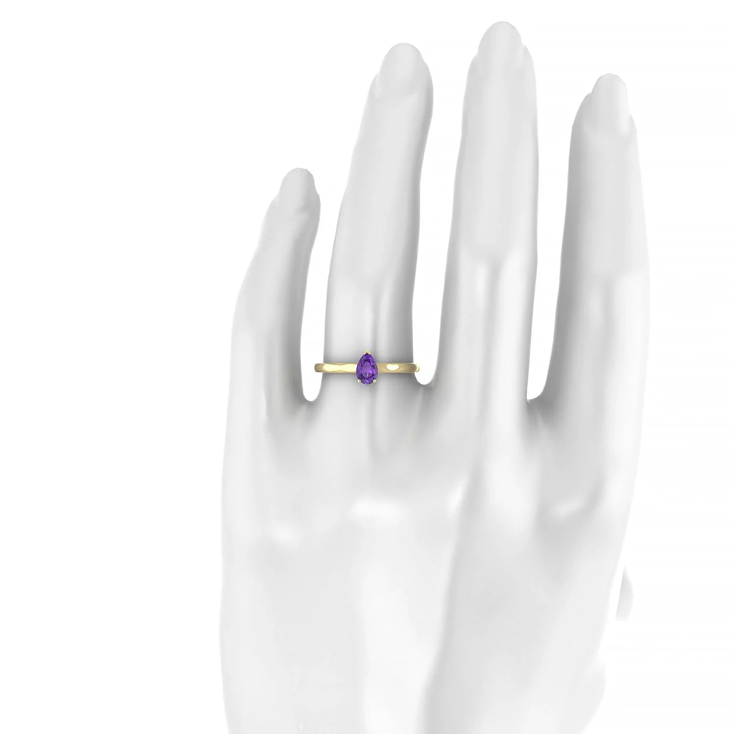 Cathedral | 18k Yellow Gold 6 x 4 mm Pear Amethyst Ring