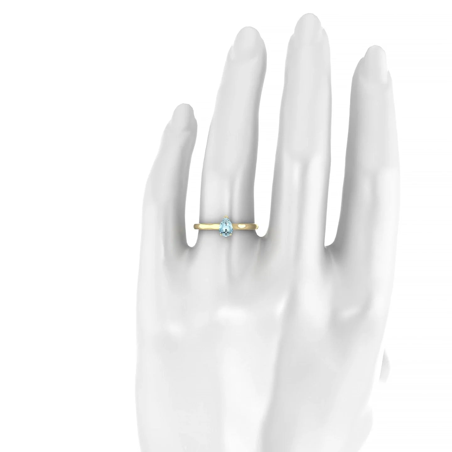Cathedral | 18k Yellow Gold 6 x 4 mm Pear Aquamarine Ring