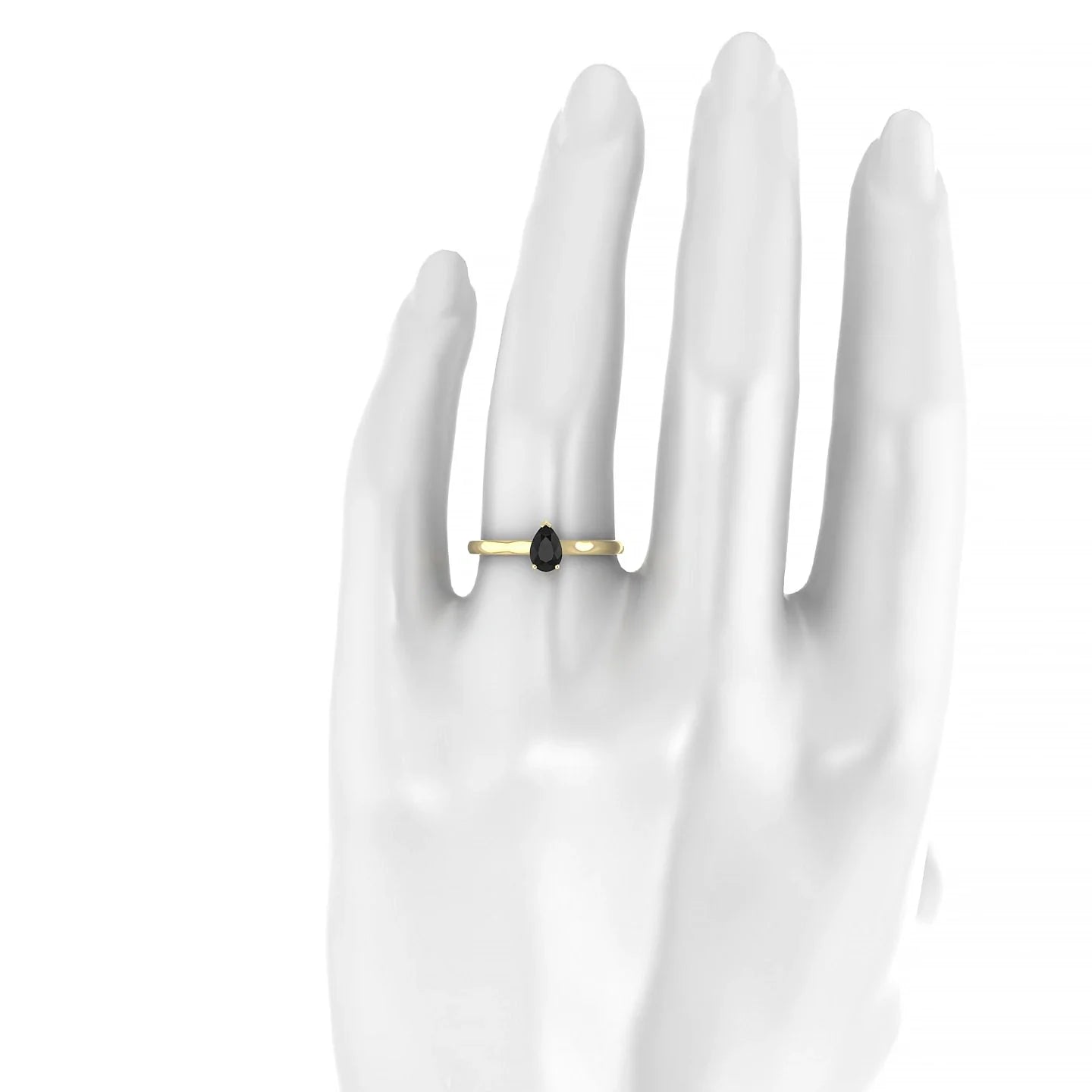 Cathedral | 18k Yellow Gold 6 x 4 mm Pear Black Diamond Ring