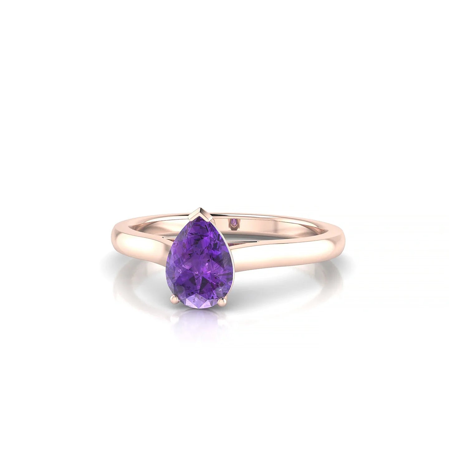 Cathedral | 18k Rose Gold 7 x 5 mm Pear Amethyst Ring