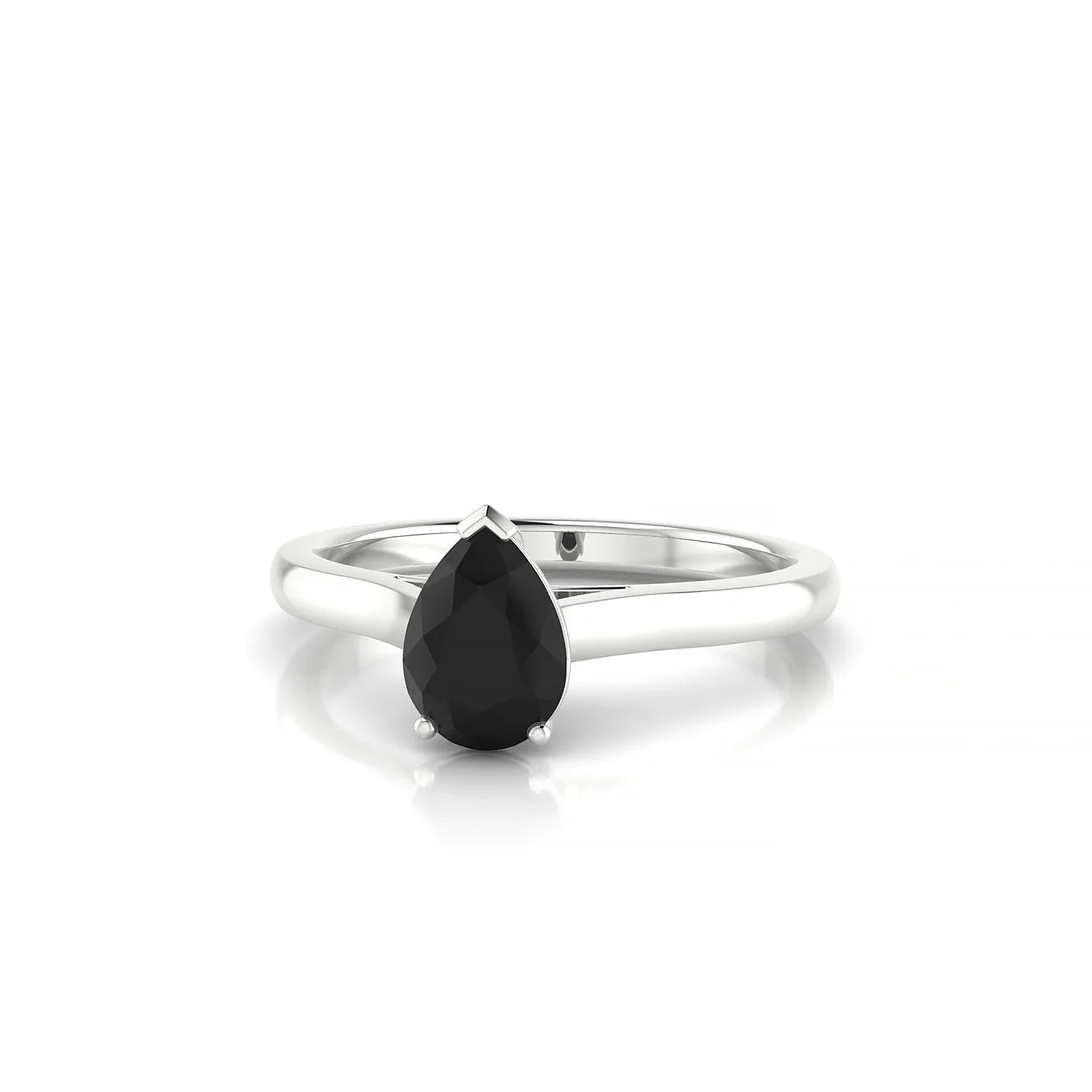 Cathedral | 18k White Gold 7 x 5 mm Pear Black Diamond Ring