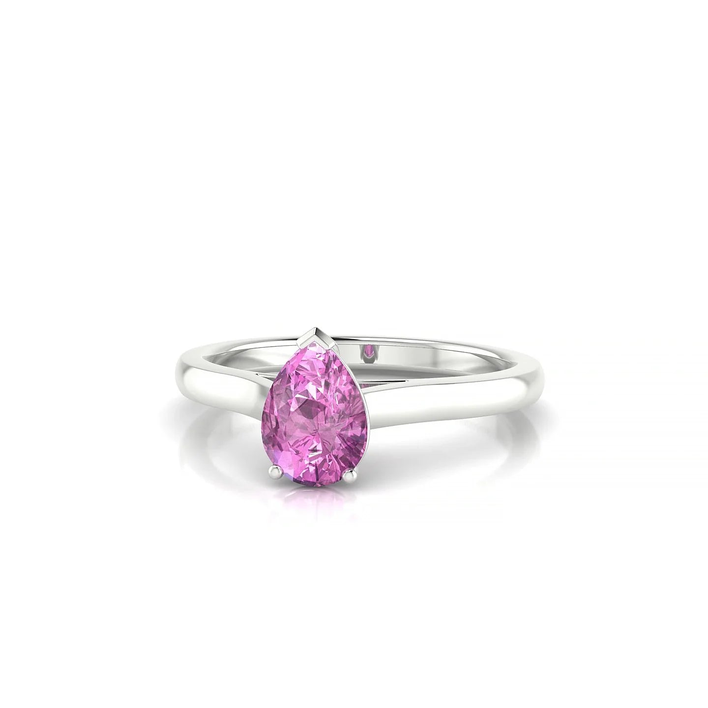 Cathedral | 18k White Gold 7 x 5 mm Pear Pink Sapphire Ring
