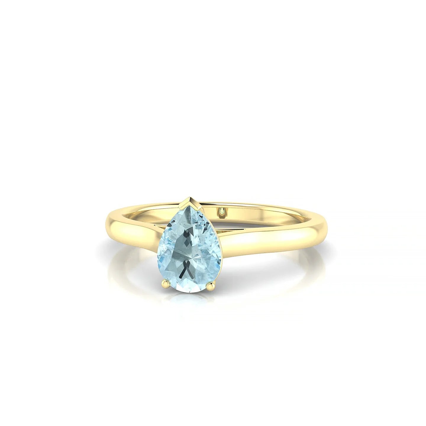 Cathedral | 18k Yellow Gold 7 x 5 mm Pear Aquamarine Ring