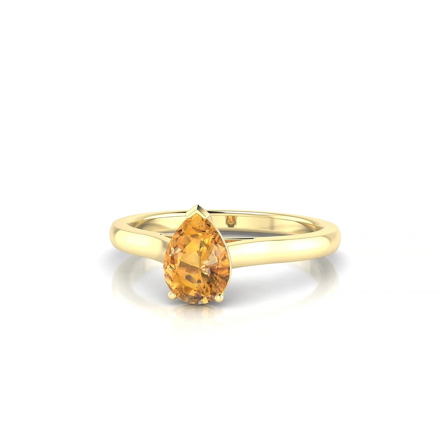 Cathedral | 18k Yellow Gold 7 x 5 mm Pear Citrine Ring