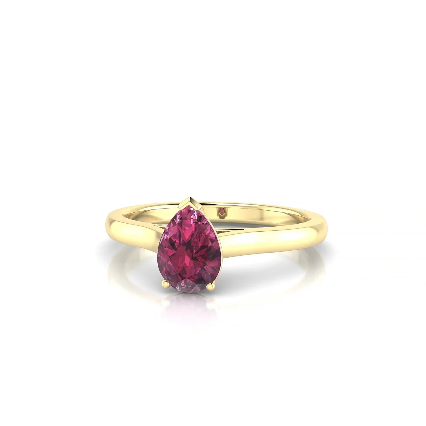 Cathedral | 18k Yellow Gold 7 x 5 mm Pear Rhodolite Ring