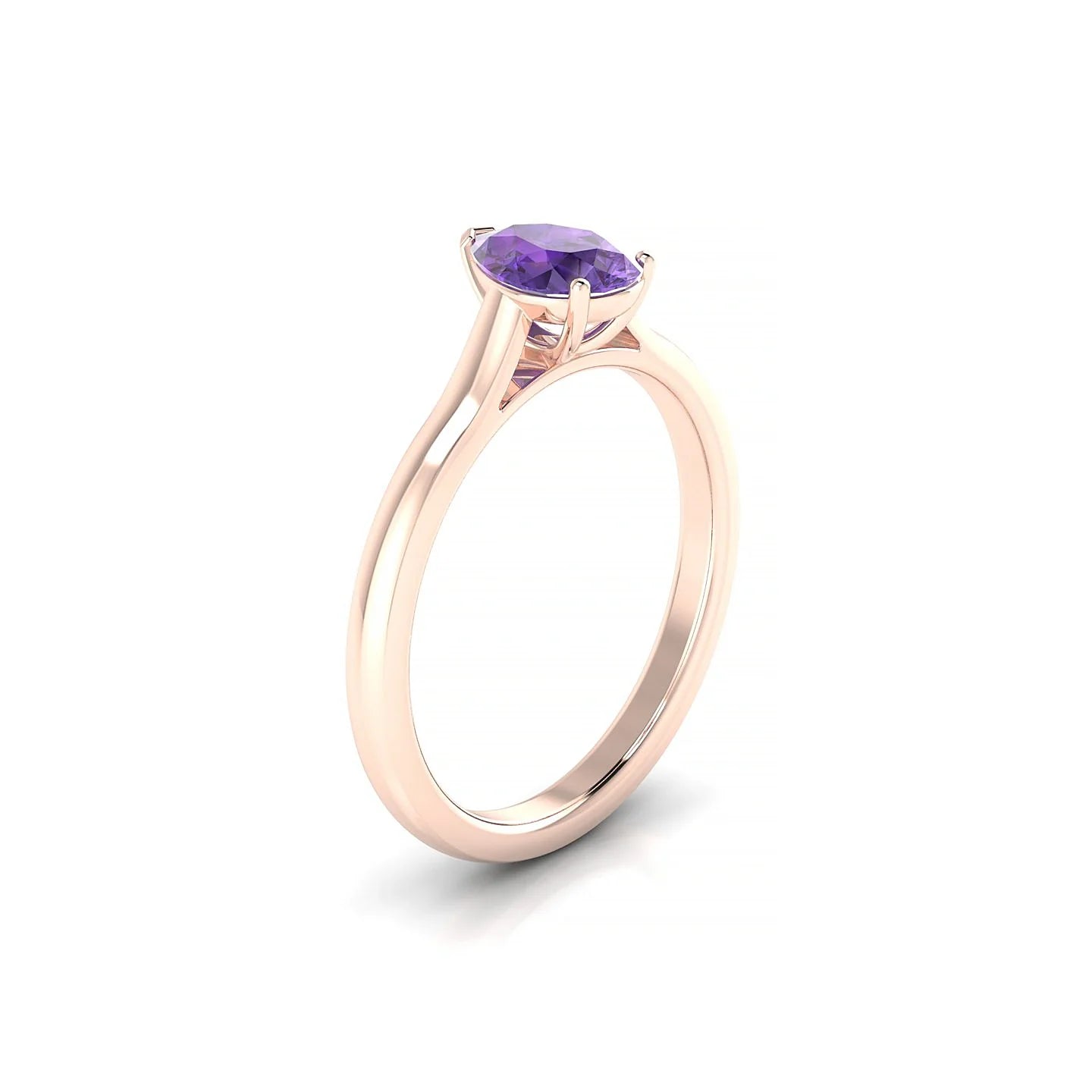 Cathedral | 18k Rose Gold 7 x 5 mm Pear Amethyst Ring