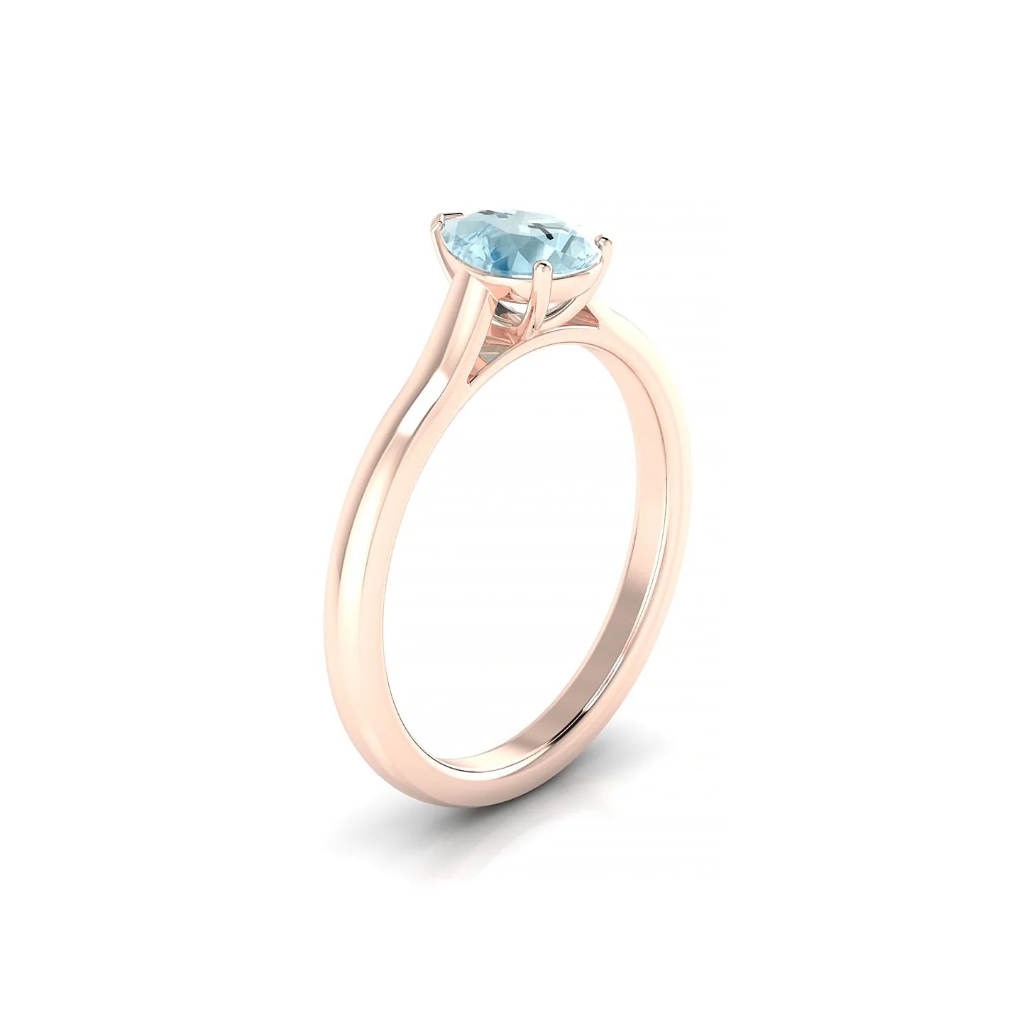 Cathedral | 18k Rose Gold 7 x 5 mm Pear Aquamarine Ring