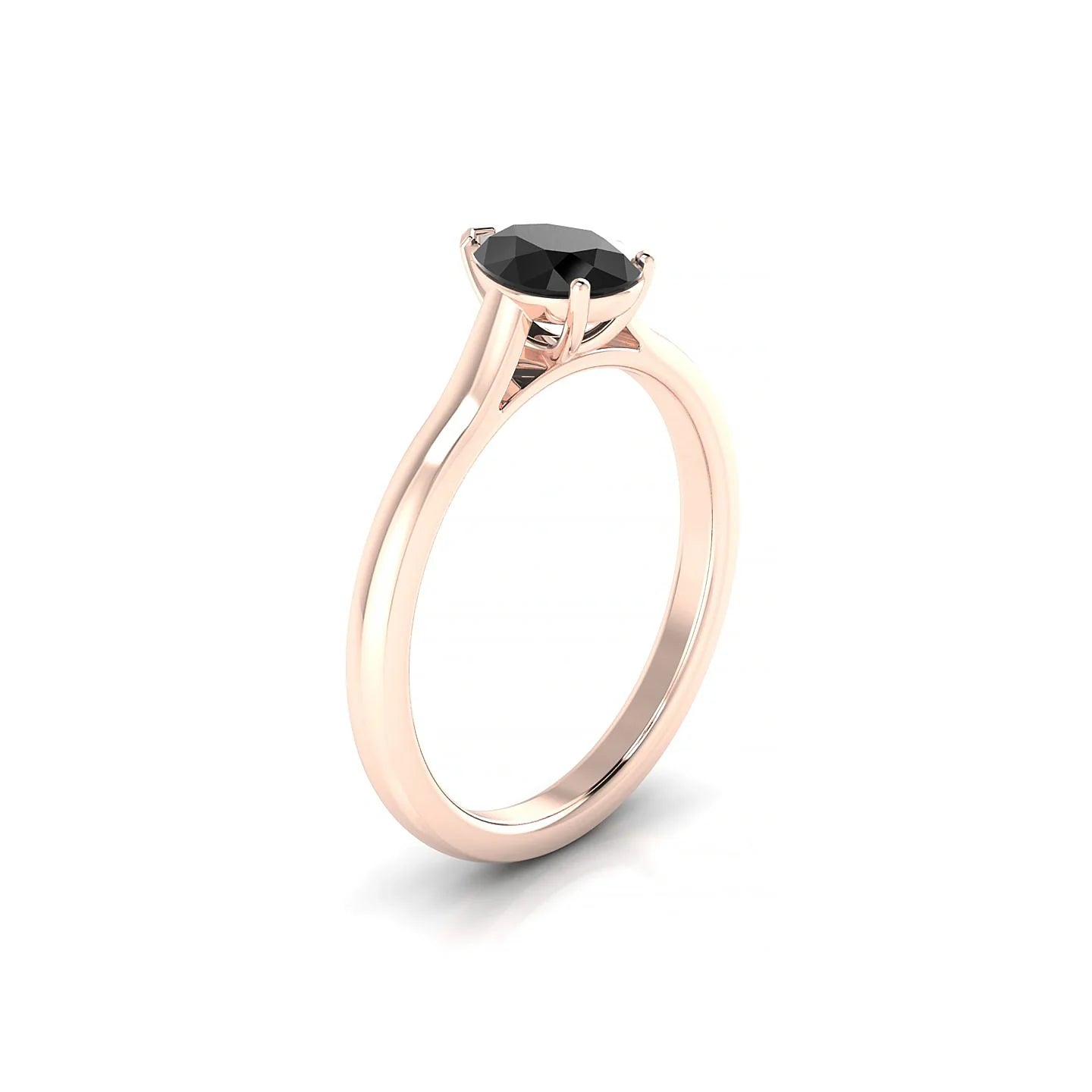 Cathedral | 18k Rose Gold 7 x 5 mm Pear Black Diamond Ring