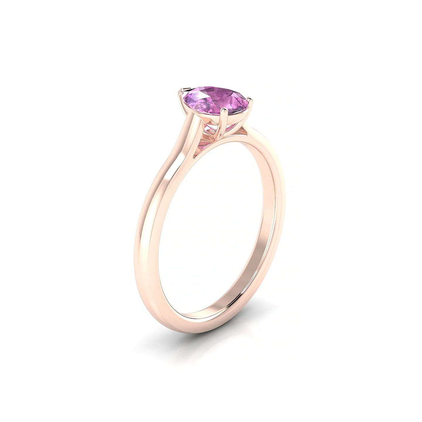 Cathedral | 18k Rose Gold 7 x 5 mm Pear Pink Sapphire Ring