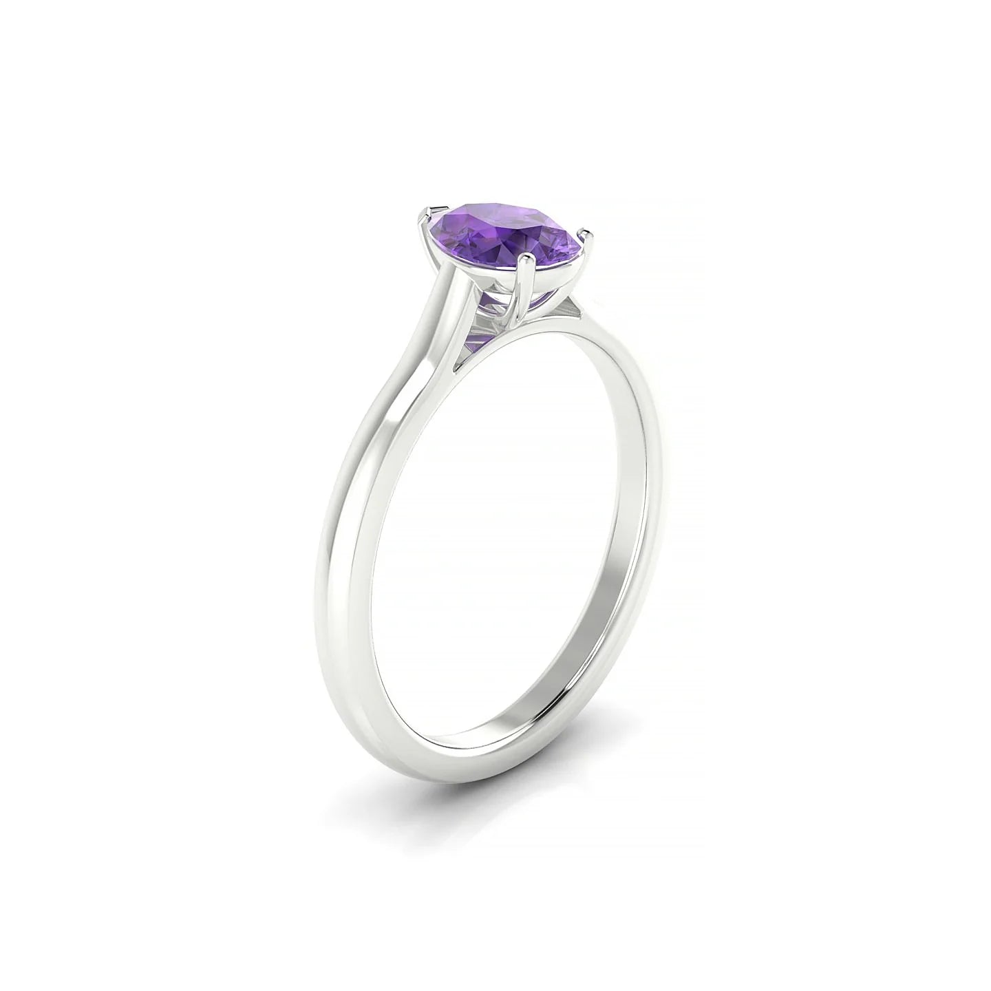 Cathedral | 18k White Gold 7 x 5 mm Pear Amethyst Ring