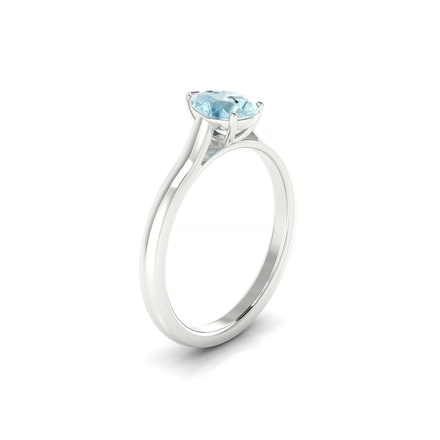 Cathedral | 18k White Gold 7 x 5 mm Pear Aquamarine Ring