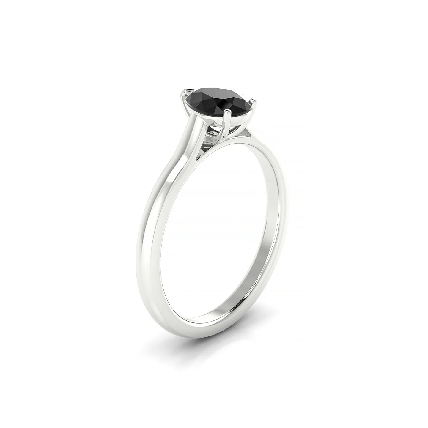 Cathedral | 18k White Gold 7 x 5 mm Pear Black Diamond Ring