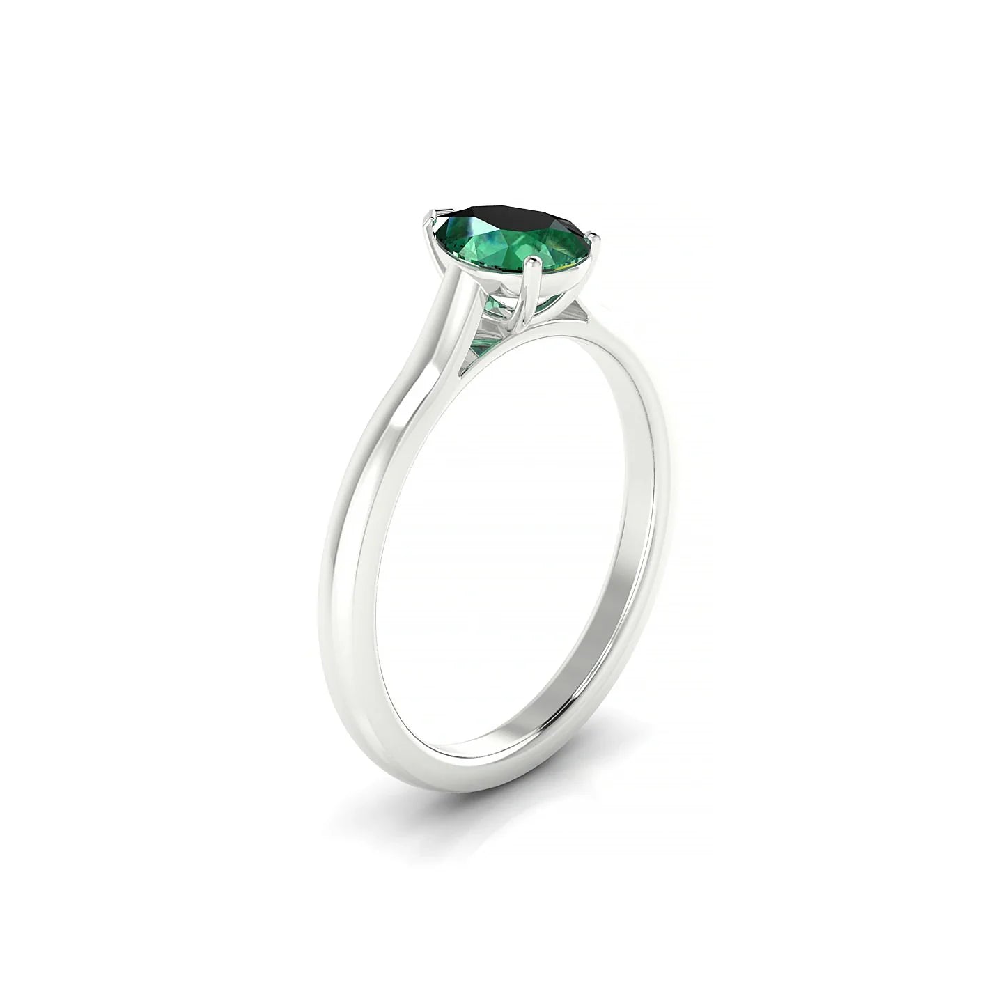 Cathedral | 18k White Gold 7 x 5 mm Pear Emerald Ring