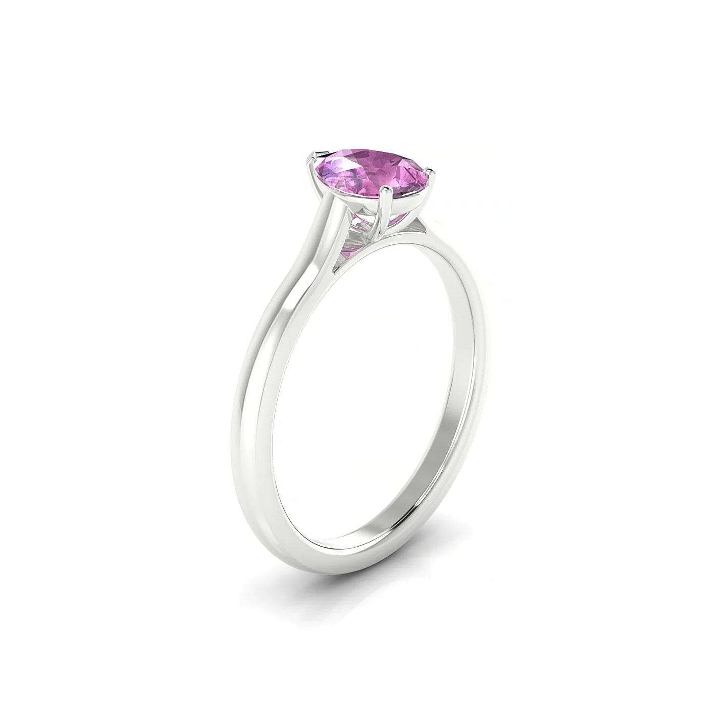 Cathedral | 18k White Gold 7 x 5 mm Pear Pink Sapphire Ring