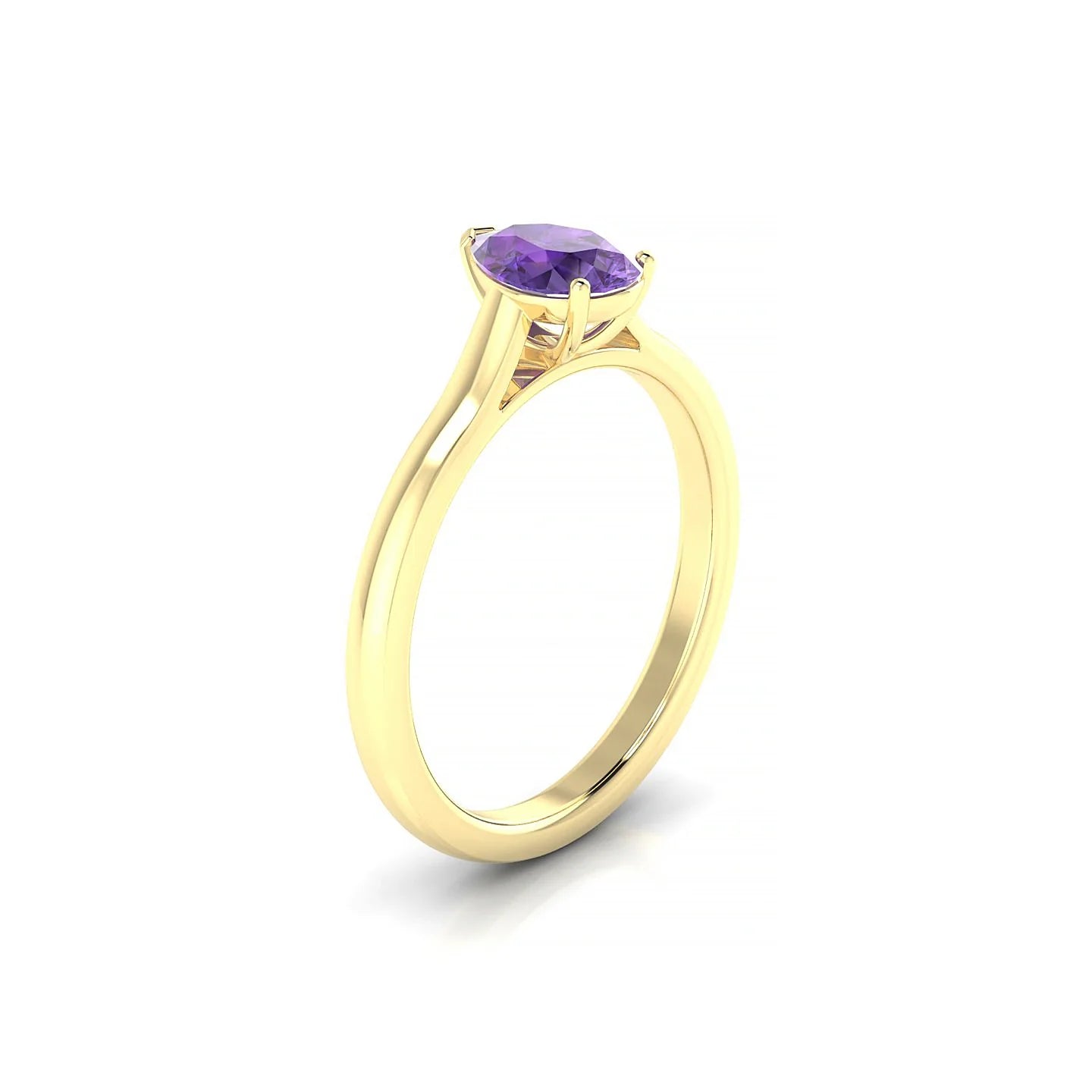 Cathedral | 18k Yellow Gold 7 x 5 mm Pear Amethyst Ring