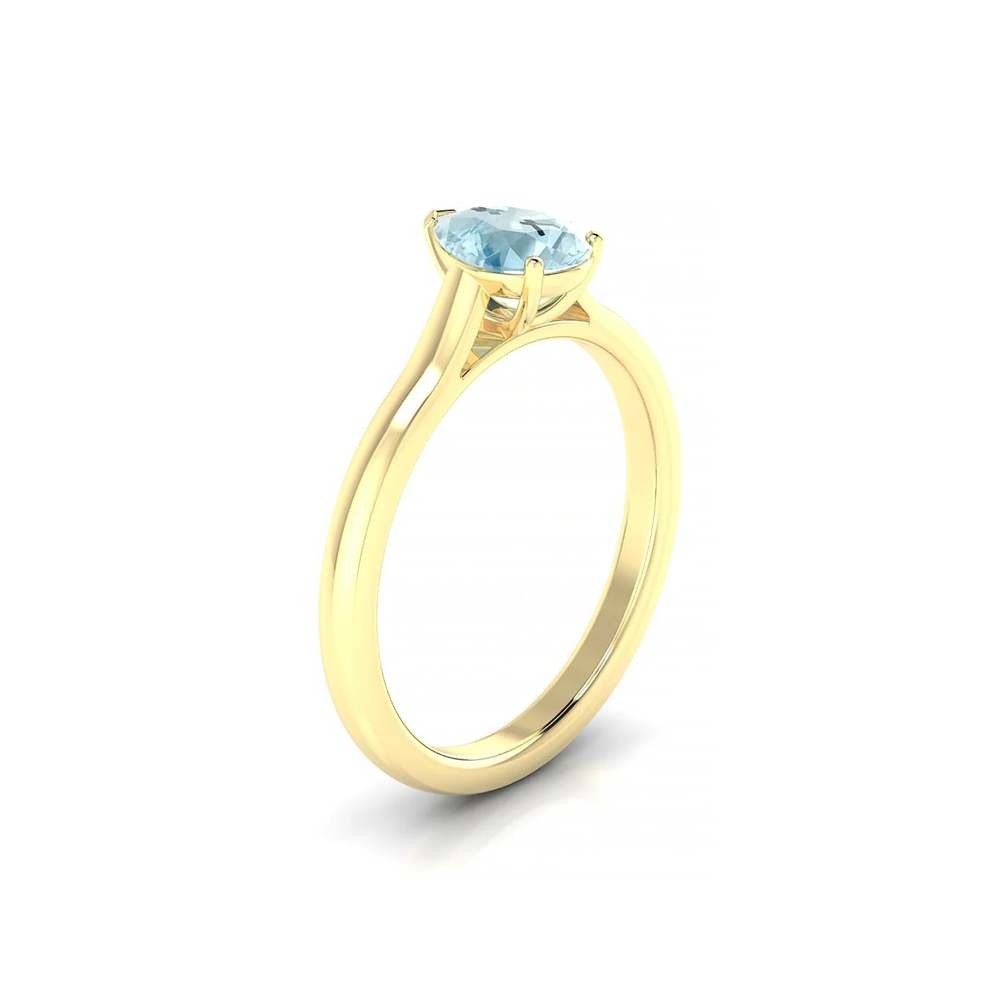 Cathedral | 18k Yellow Gold 7 x 5 mm Pear Aquamarine Ring