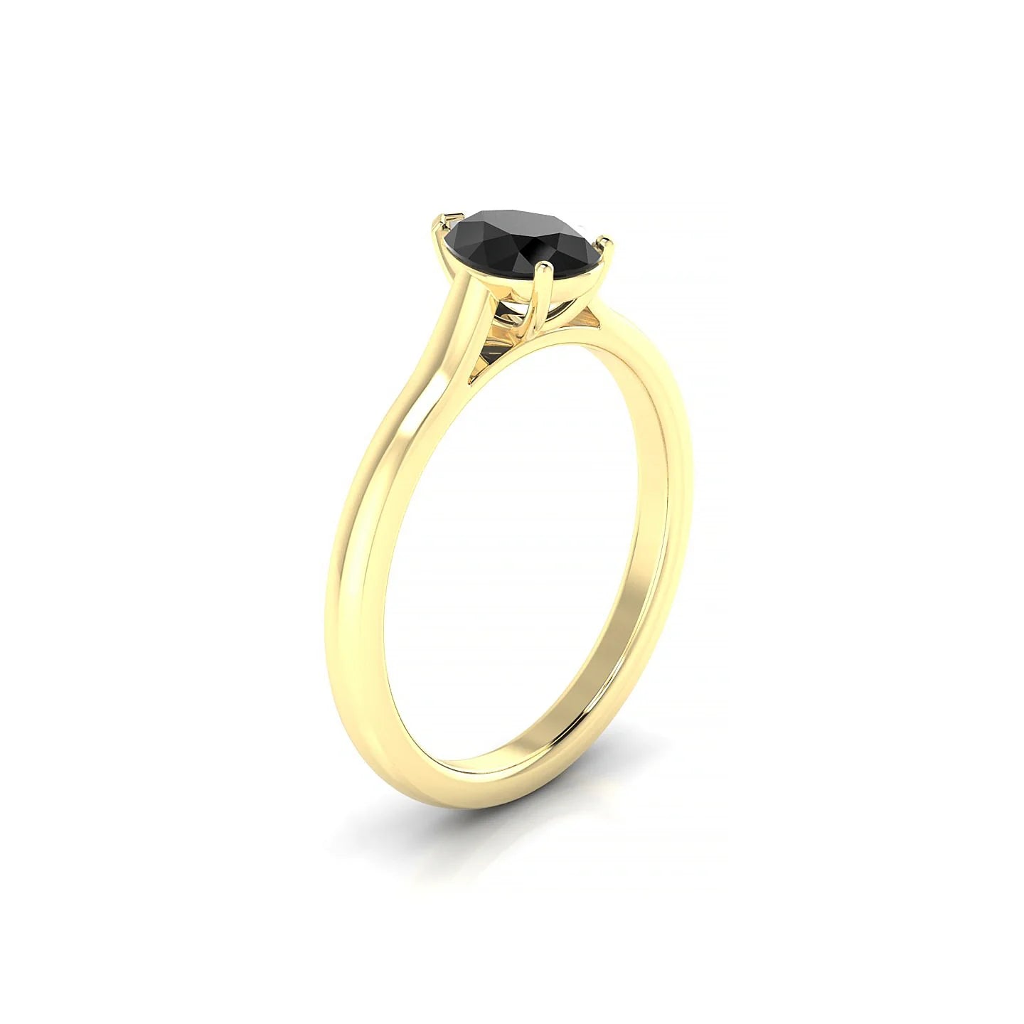 Cathedral | 18k Yellow Gold 7 x 5 mm Pear Black Diamond Ring