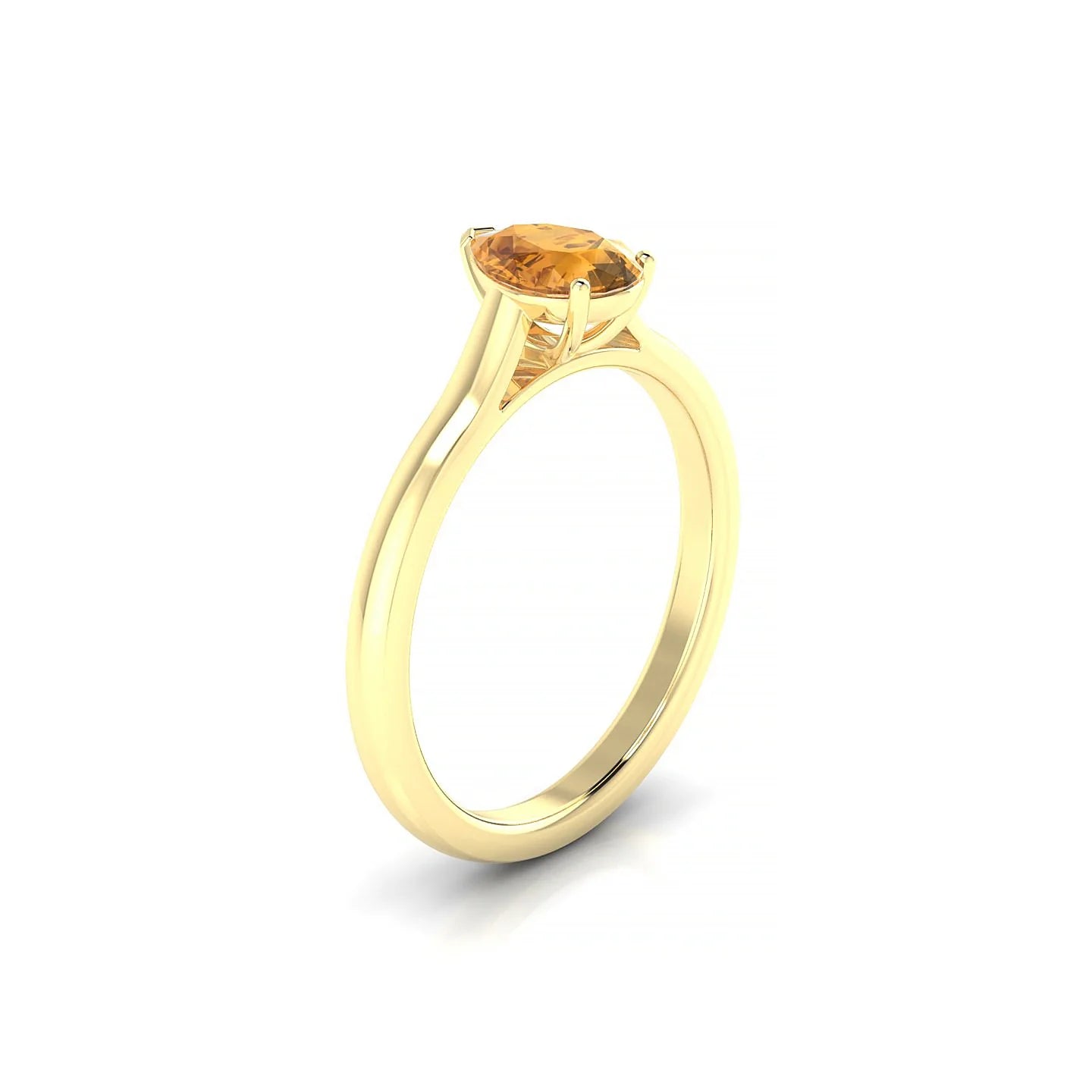 Cathedral | 18k Yellow Gold 7 x 5 mm Pear Citrine Ring