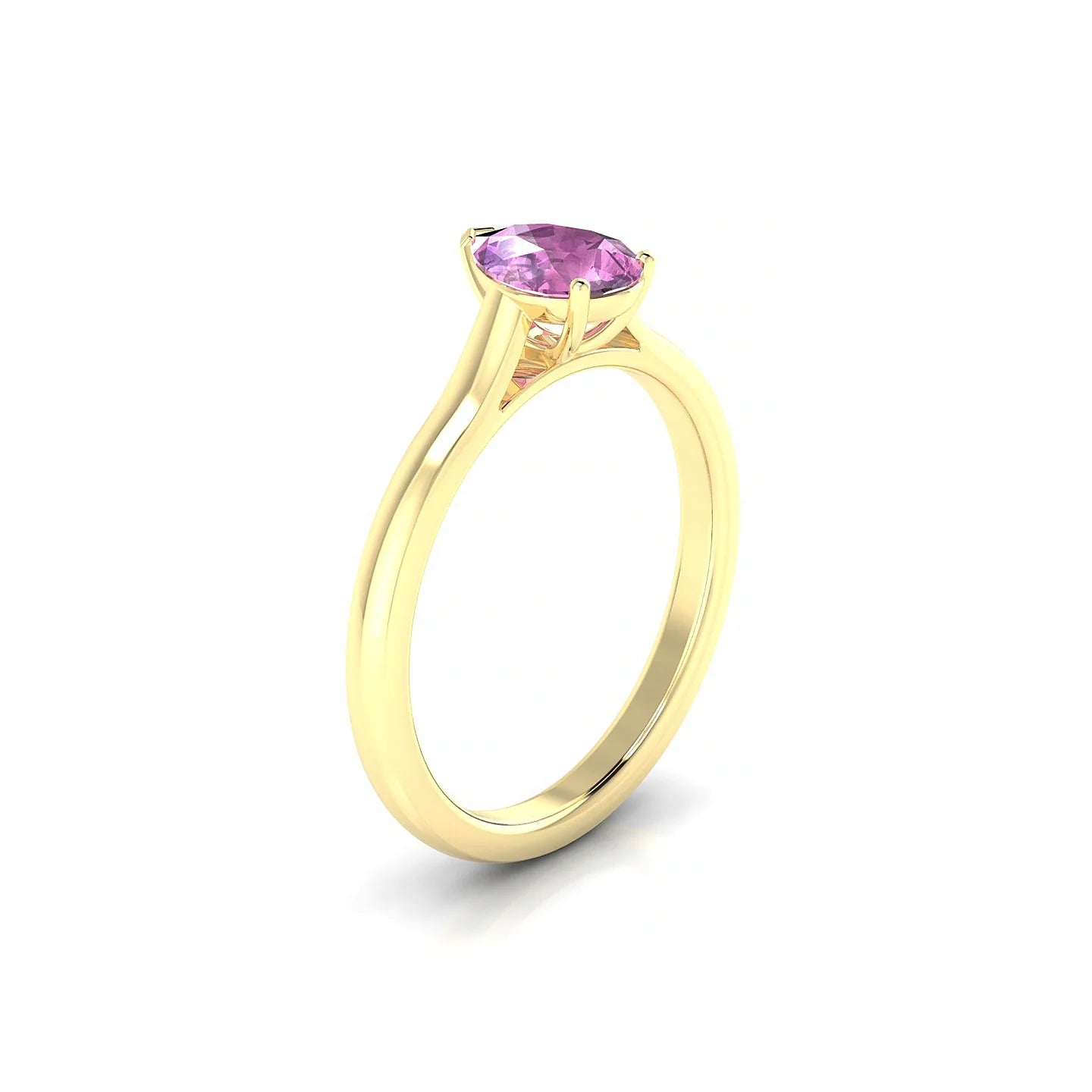 Cathedral | 18k Yellow Gold 7 x 5 mm Pear Pink Sapphire Ring