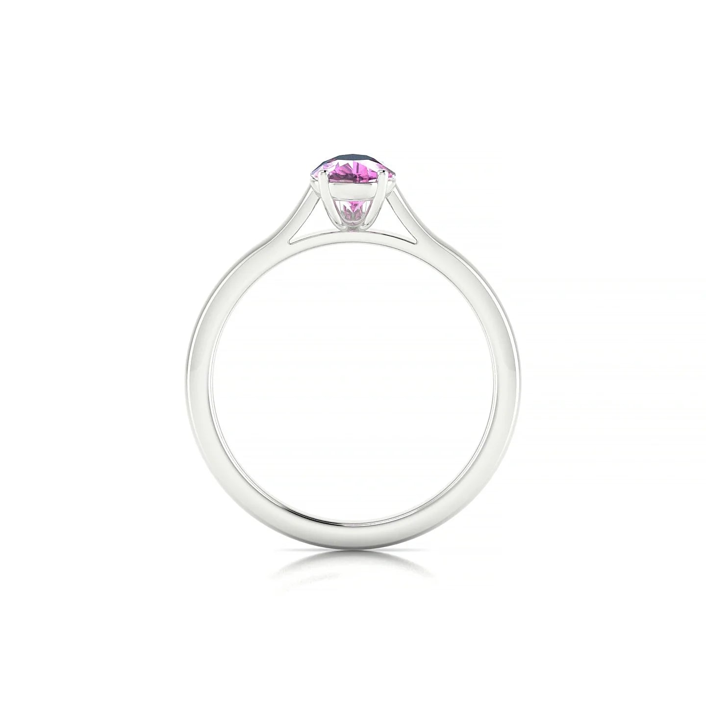 Cathedral | 18k White Gold 7 x 5 mm Pear Pink Sapphire Ring