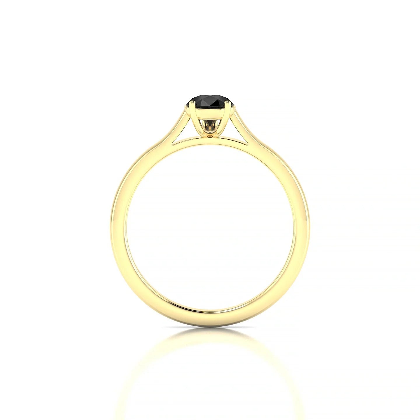 Cathedral | 18k Yellow Gold 7 x 5 mm Pear Black Diamond Ring