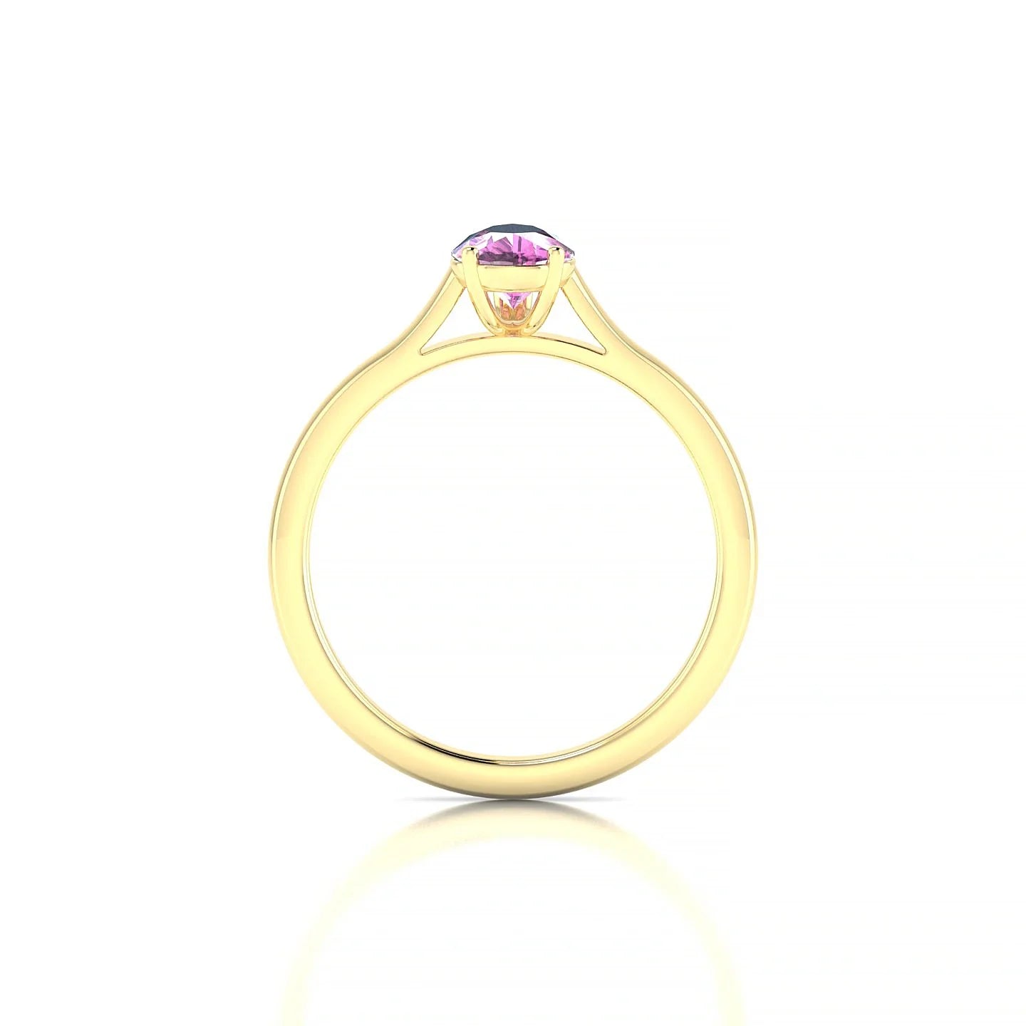 Cathedral | 18k Yellow Gold 7 x 5 mm Pear Pink Sapphire Ring