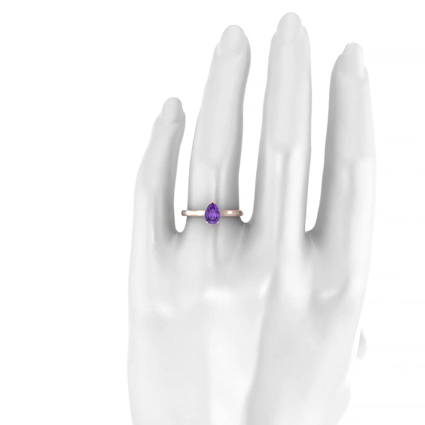 Cathedral | 18k Rose Gold 7 x 5 mm Pear Amethyst Ring