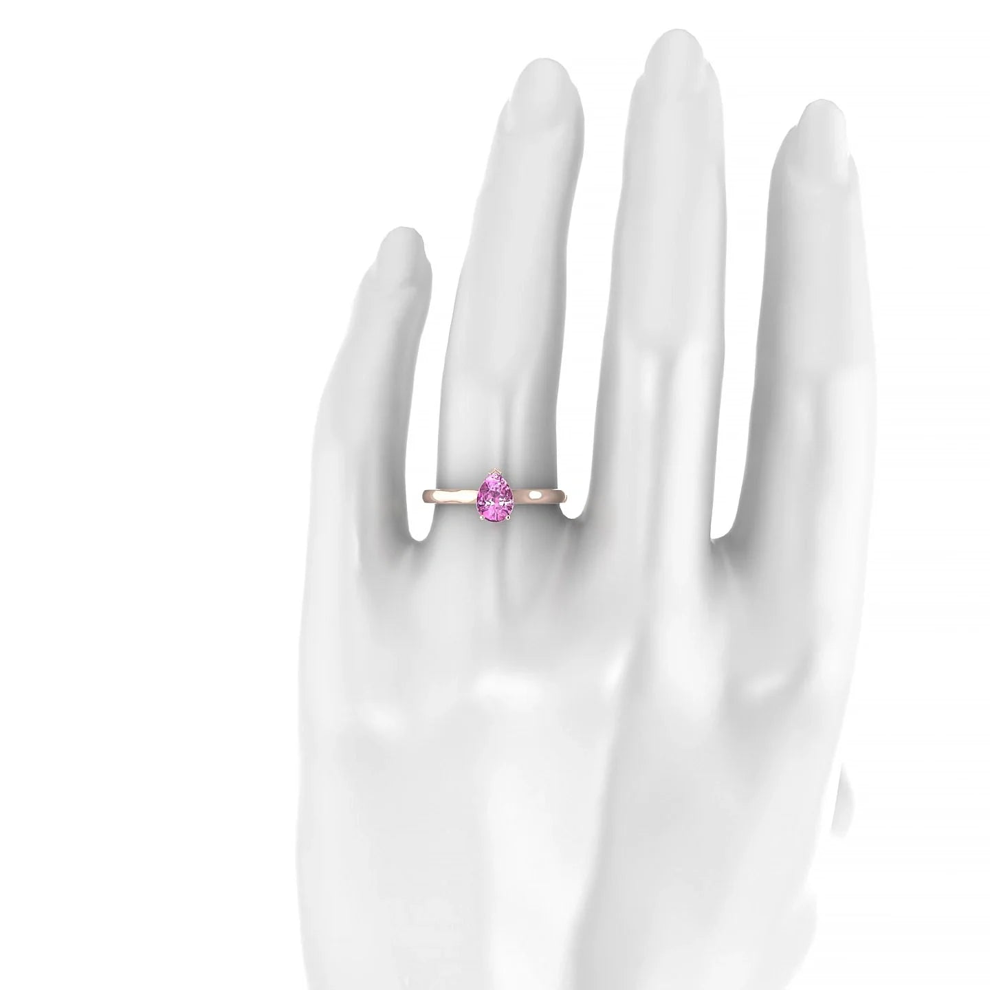 Cathedral | 18k Rose Gold 7 x 5 mm Pear Pink Sapphire Ring